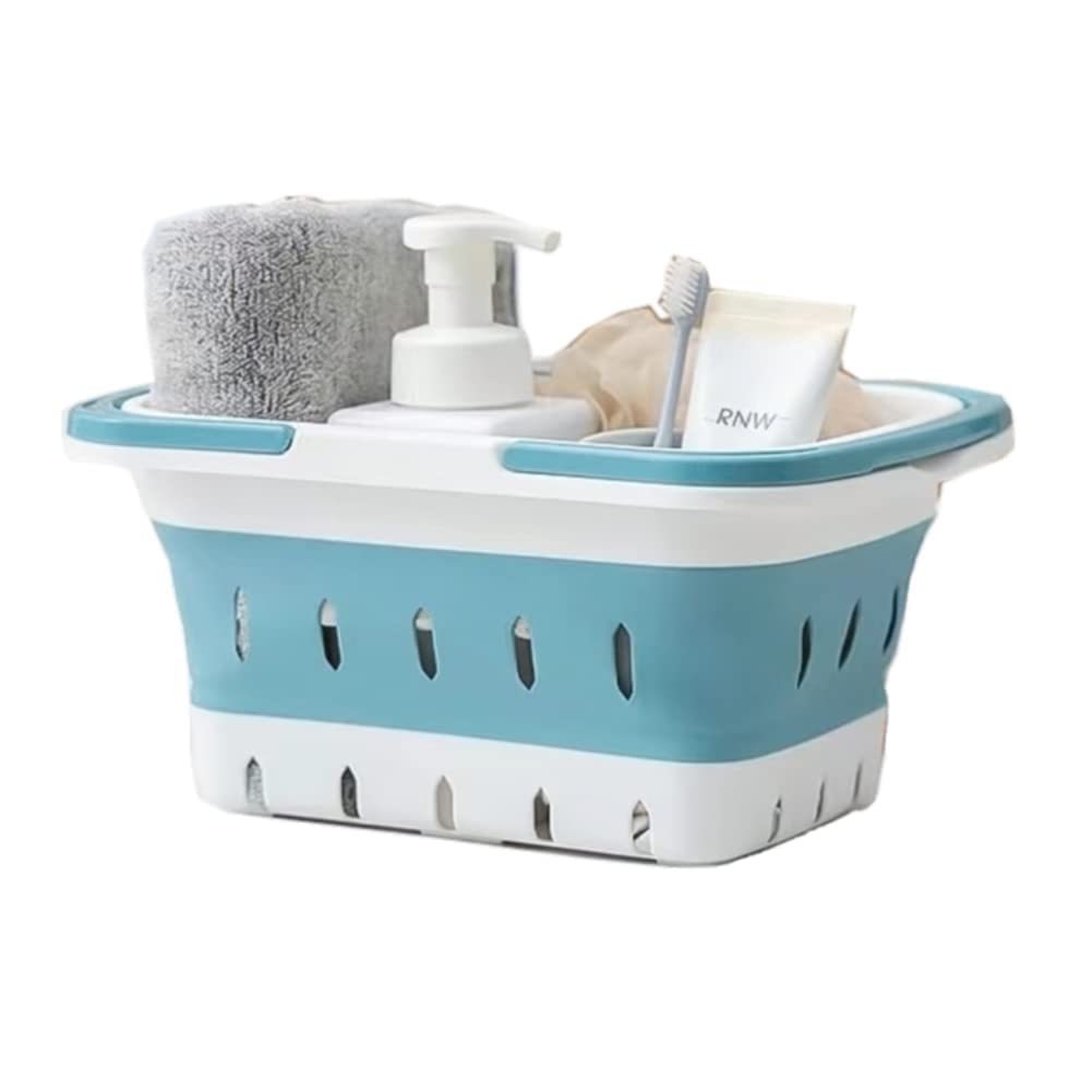 Portable Shower Caddy Tote, Plastic Storage Collapsible Caddy Basket with Handles, Box Organizer Bin for Bathroom, Kitchen, College Dorm,Gym (Grey 1 pack)