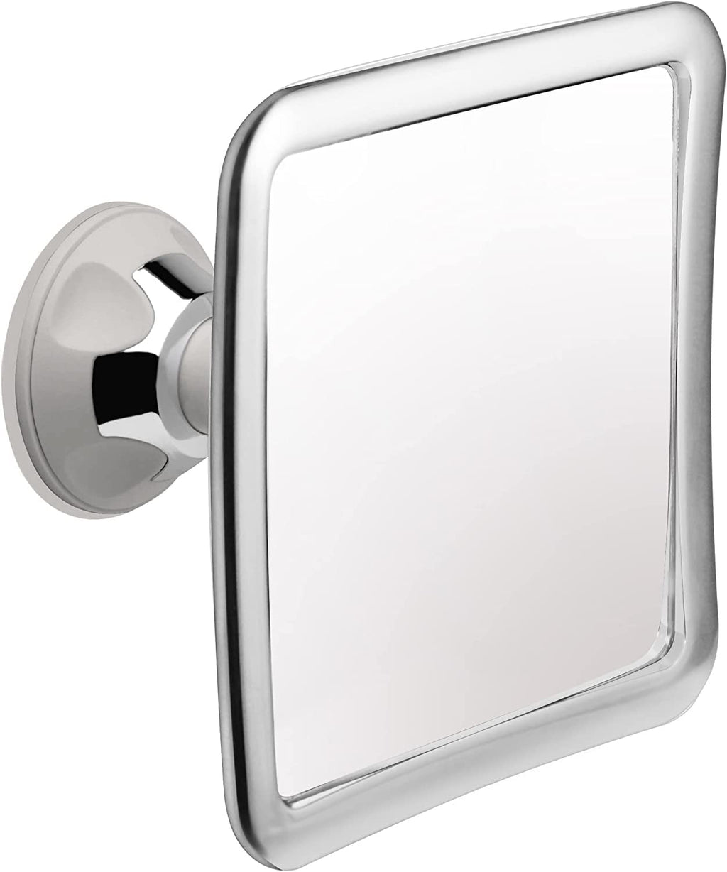 MIRRORVANA Fogless Shower Mirror for Shaving with Upgraded Suction, Anti Fog Shatterproof Surface and 360° Swivel, No Magnification, 6.3" x 6.3" (Chrome)