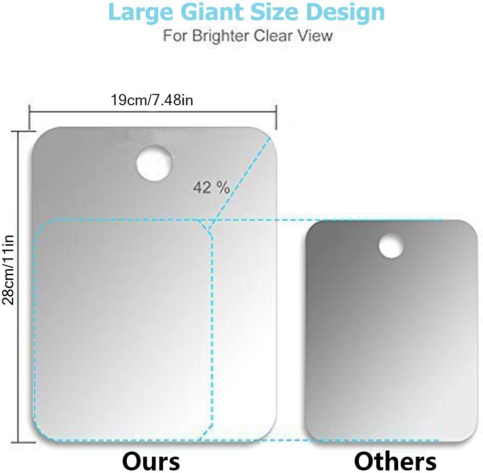 APHUIME Deluxe Large Fogless Shower Mirror, Fogless Shaving Mirror(7.48 in X 11 in), Anit-Fog Shaving Mirror with Hook, Fog Free Wall Hanging Makeup Mirror, Anti Fog Shatterproof Mirror in Bathroom
