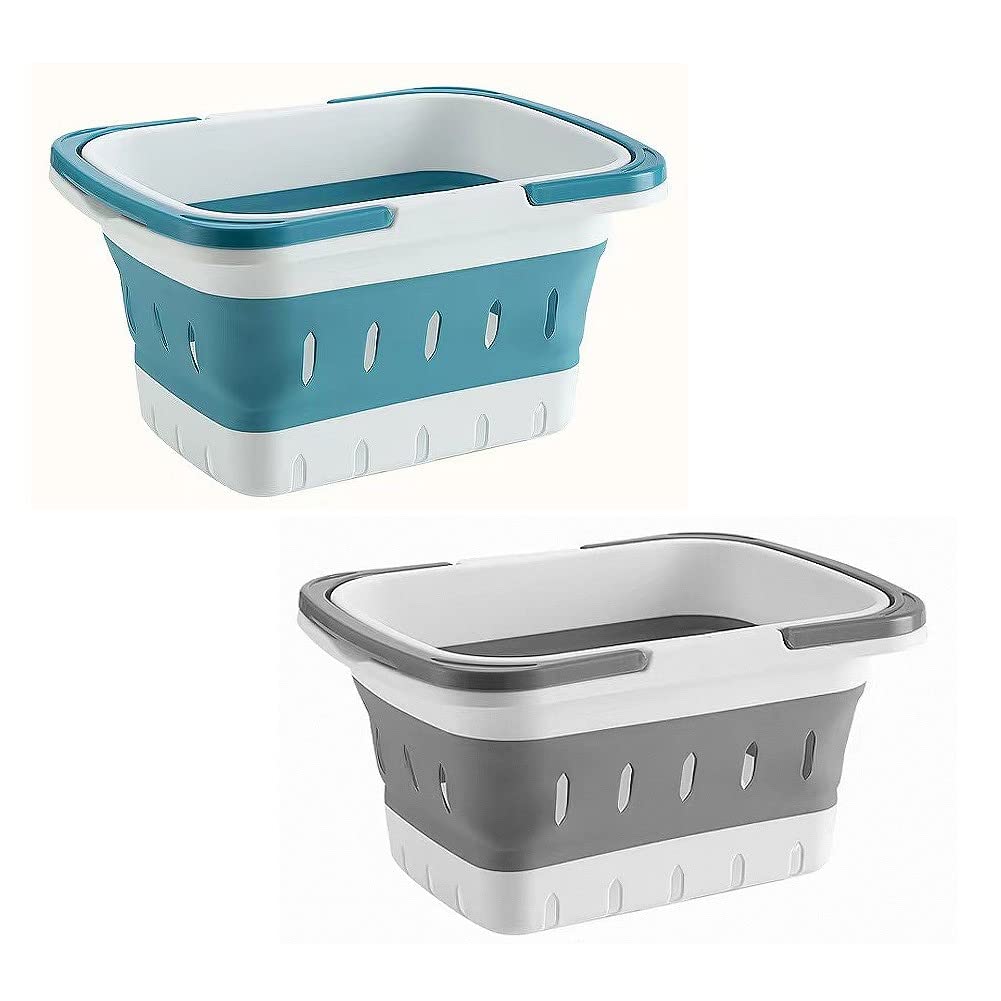 Portable Shower Caddy Tote, Plastic Storage Collapsible Caddy Basket with Handles, Box Organizer Bin for Bathroom, Kitchen, College Dorm,Gym (Grey 1 pack)