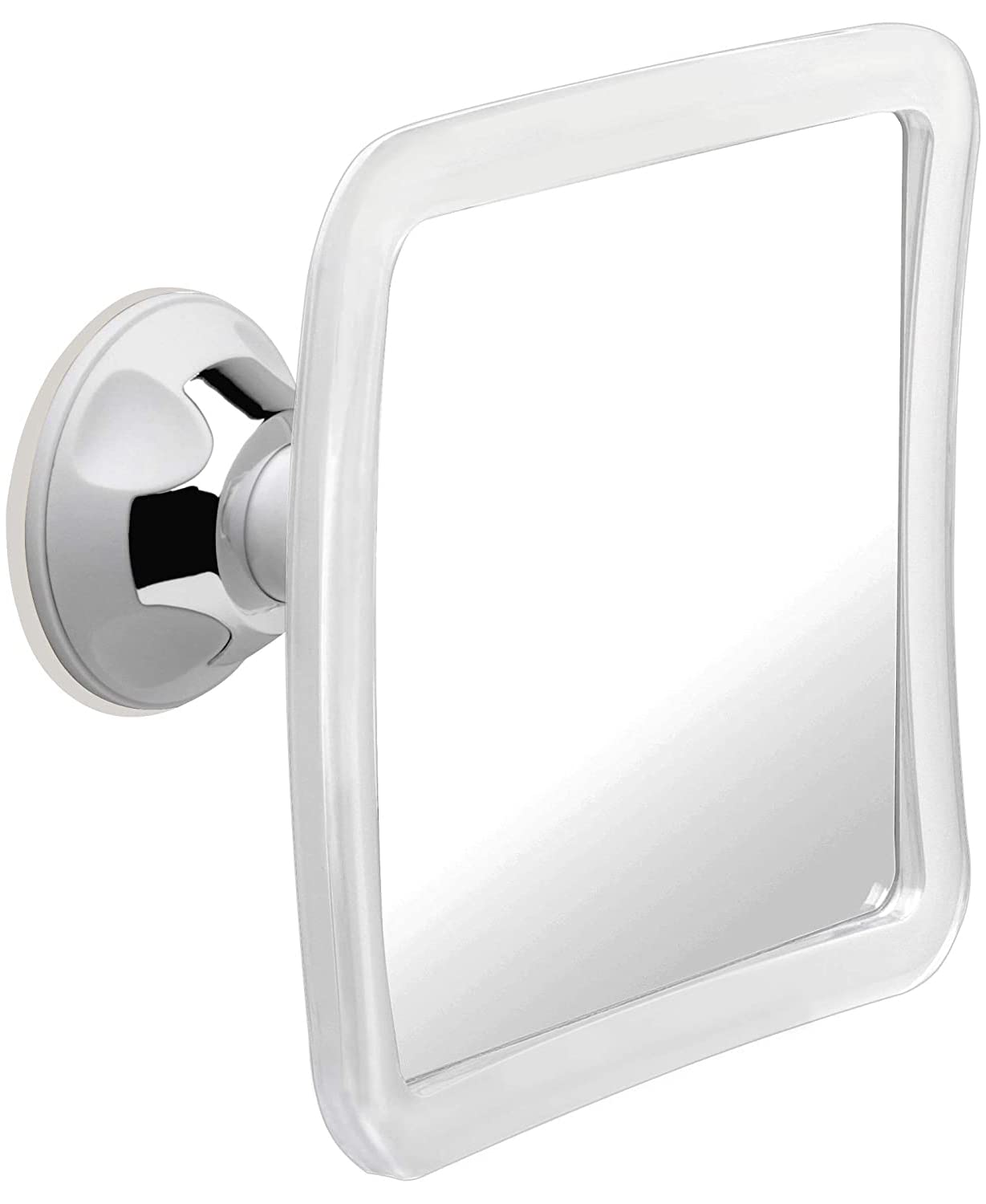 MIRRORVANA Fogless Shower Mirror for Shaving with Upgraded Suction, Anti Fog Shatterproof Surface and 360° Swivel, No Magnification, 6.3" x 6.3" (Chrome)