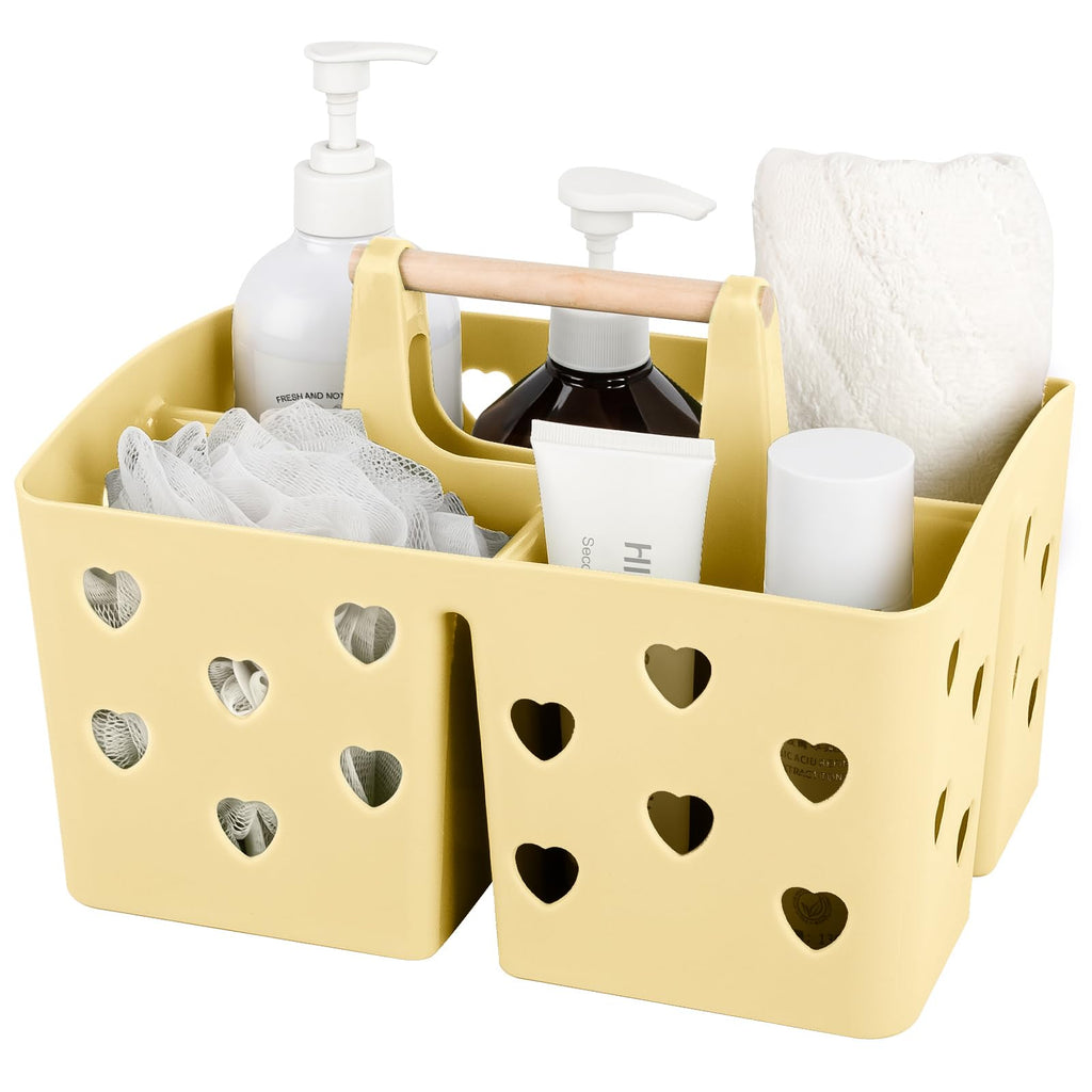 Anyoifax Portable Shower Caddy Plastic Shower Basket Organizer Divided Bathroom Caddy Storage Cleanning Caddy Tote with Handle for College, Dorm Room, Kitchen, Pink