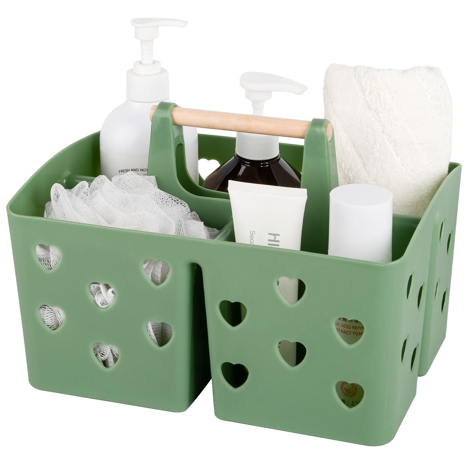 Anyoifax Portable Shower Caddy Plastic Shower Basket Organizer Divided Bathroom Caddy Storage Cleanning Caddy Tote with Handle for College, Dorm Room, Kitchen, Pink