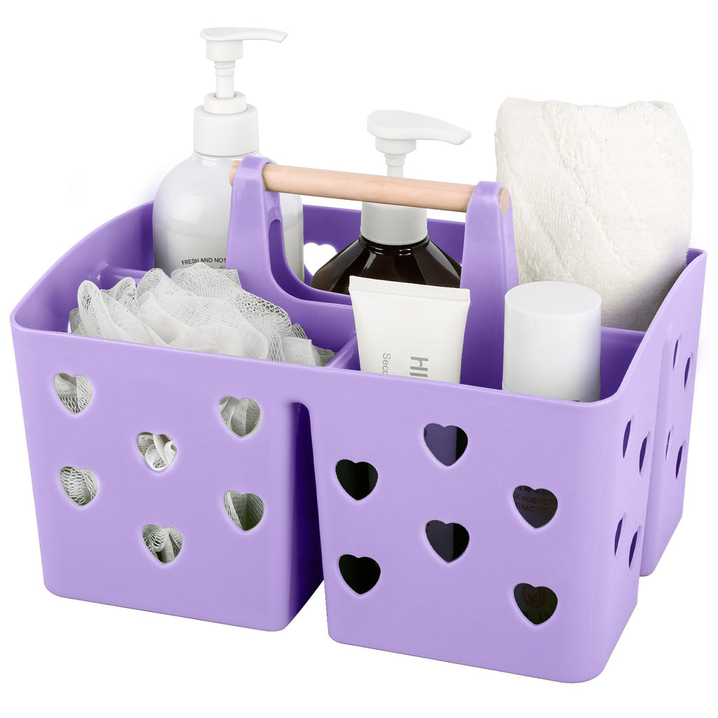 Anyoifax Portable Shower Caddy Plastic Shower Basket Organizer Divided Bathroom Caddy Storage Cleanning Caddy Tote with Handle for College, Dorm Room, Kitchen, Pink