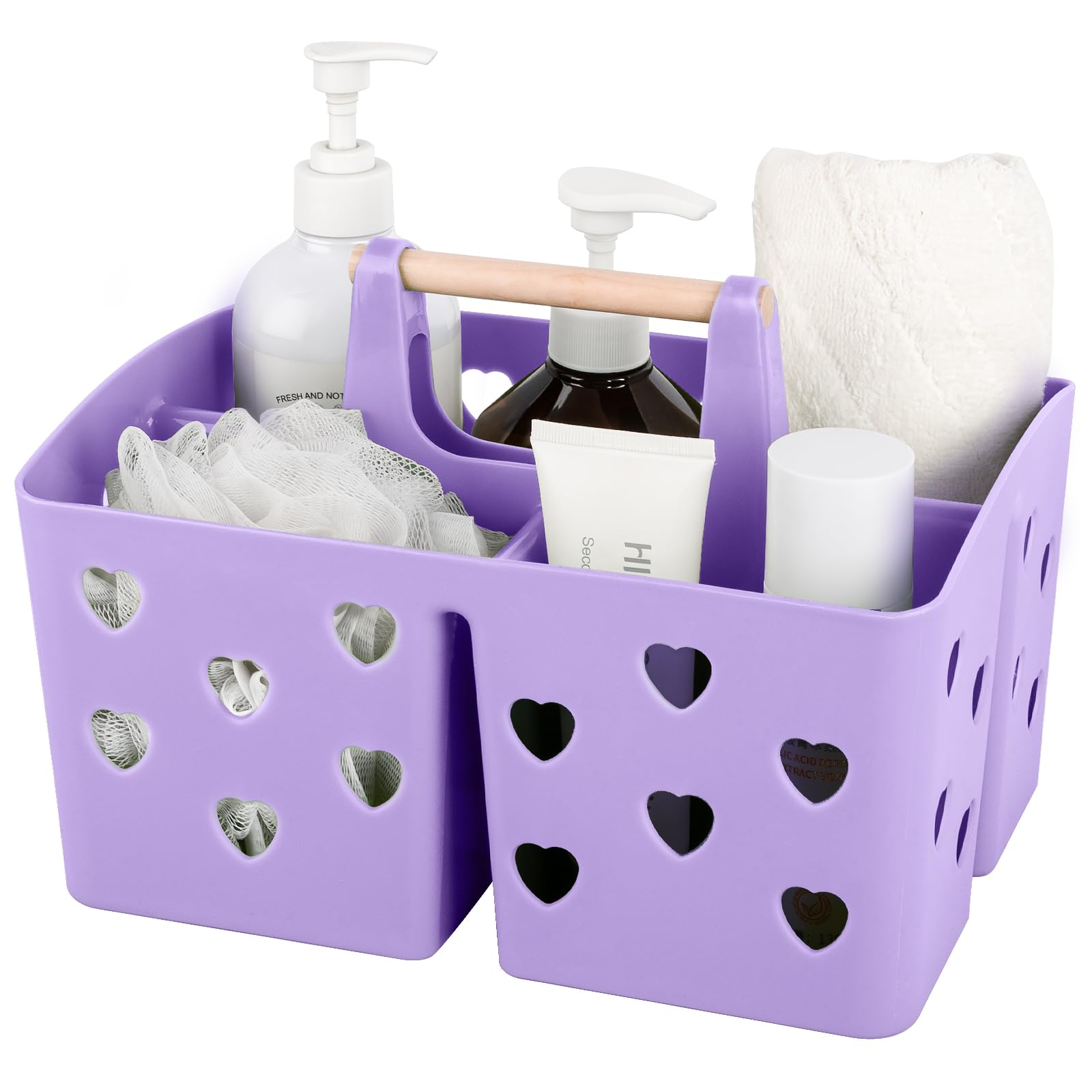 Anyoifax Portable Shower Caddy Plastic Shower Basket Organizer Divided Bathroom Caddy Storage Cleanning Caddy Tote with Handle for College, Dorm Room, Kitchen, Pink