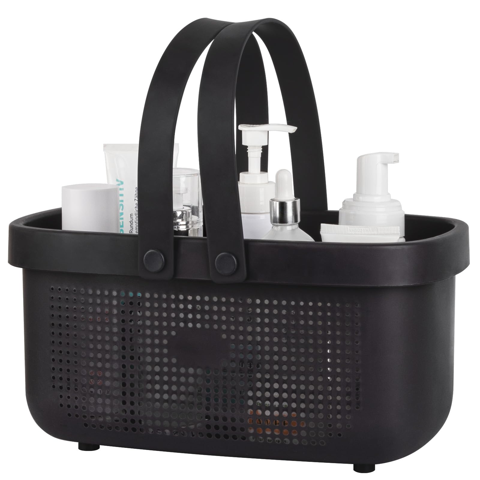 JiatuA Plastic Storage Basket with Handle Portable Shower Caddy Tote Organizer Basket Bin for Bathroom Kitchen Dorm Room Bedroom, Green