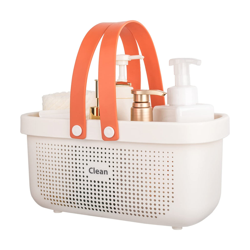 JiatuA Plastic Storage Basket with Handle Portable Shower Caddy Tote Organizer Basket Bin for Bathroom Kitchen Dorm Room Bedroom, Green