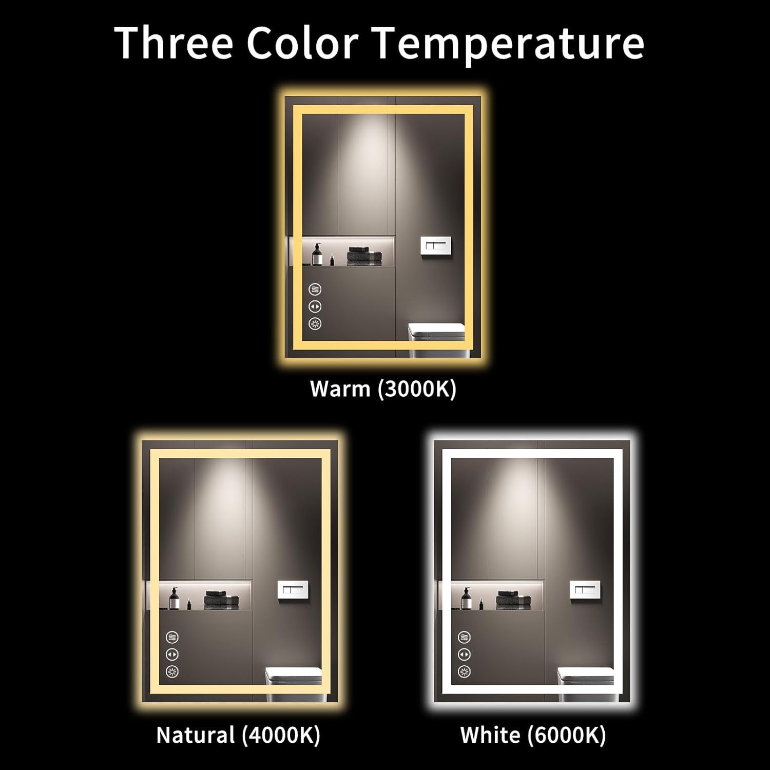 24×32 Front & Backlit LED Bathroom Vanity Mirror, Dimmable Anti-Fog Wall Mirror with Memory Shatterproof Tempered Glass ETL Listed