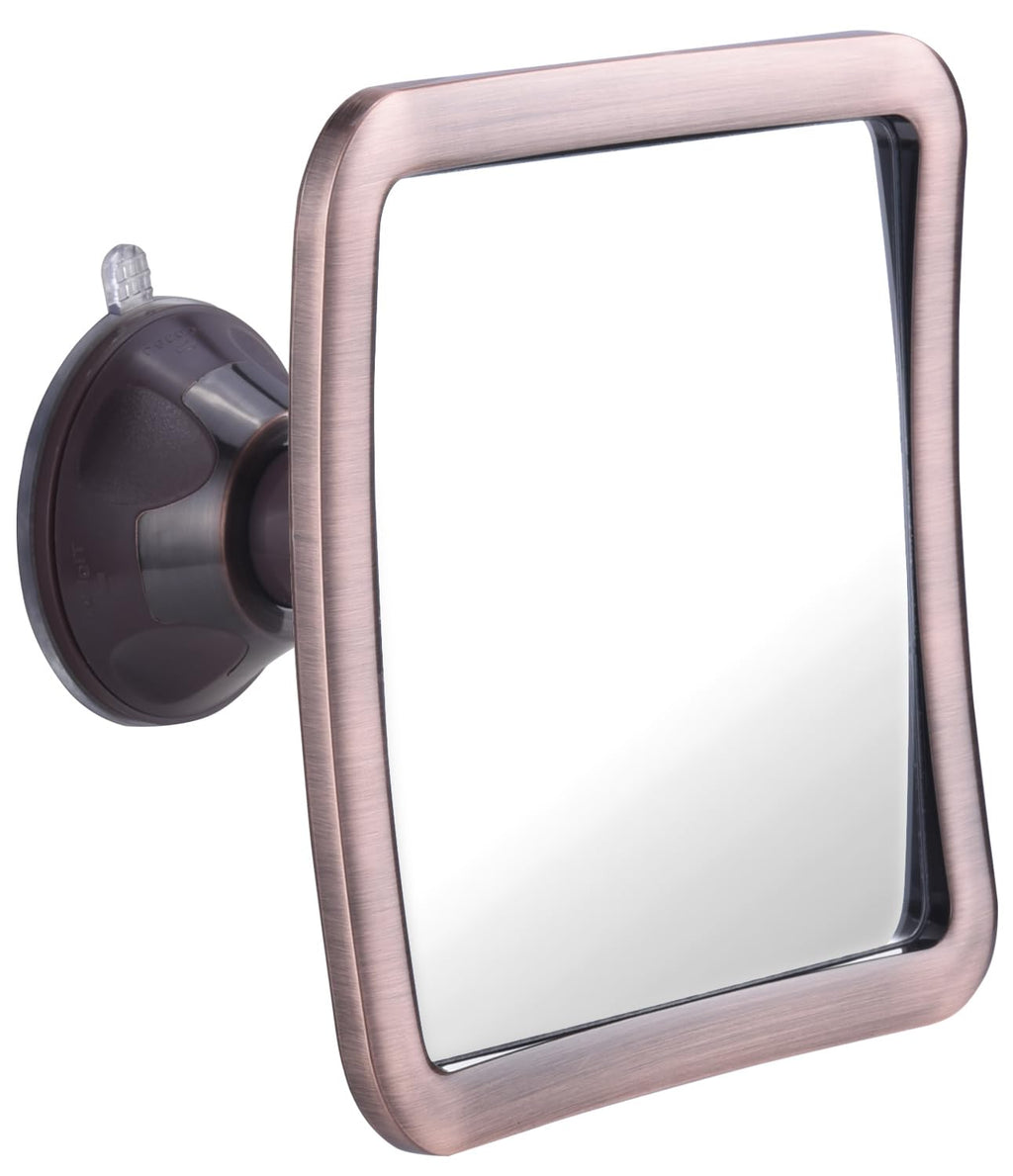 MIRRORVANA Fogless Shower Mirror for Shaving with Upgraded Suction, Anti Fog Shatterproof Surface and 360° Swivel, No Magnification, 6.3" x 6.3" (Chrome)