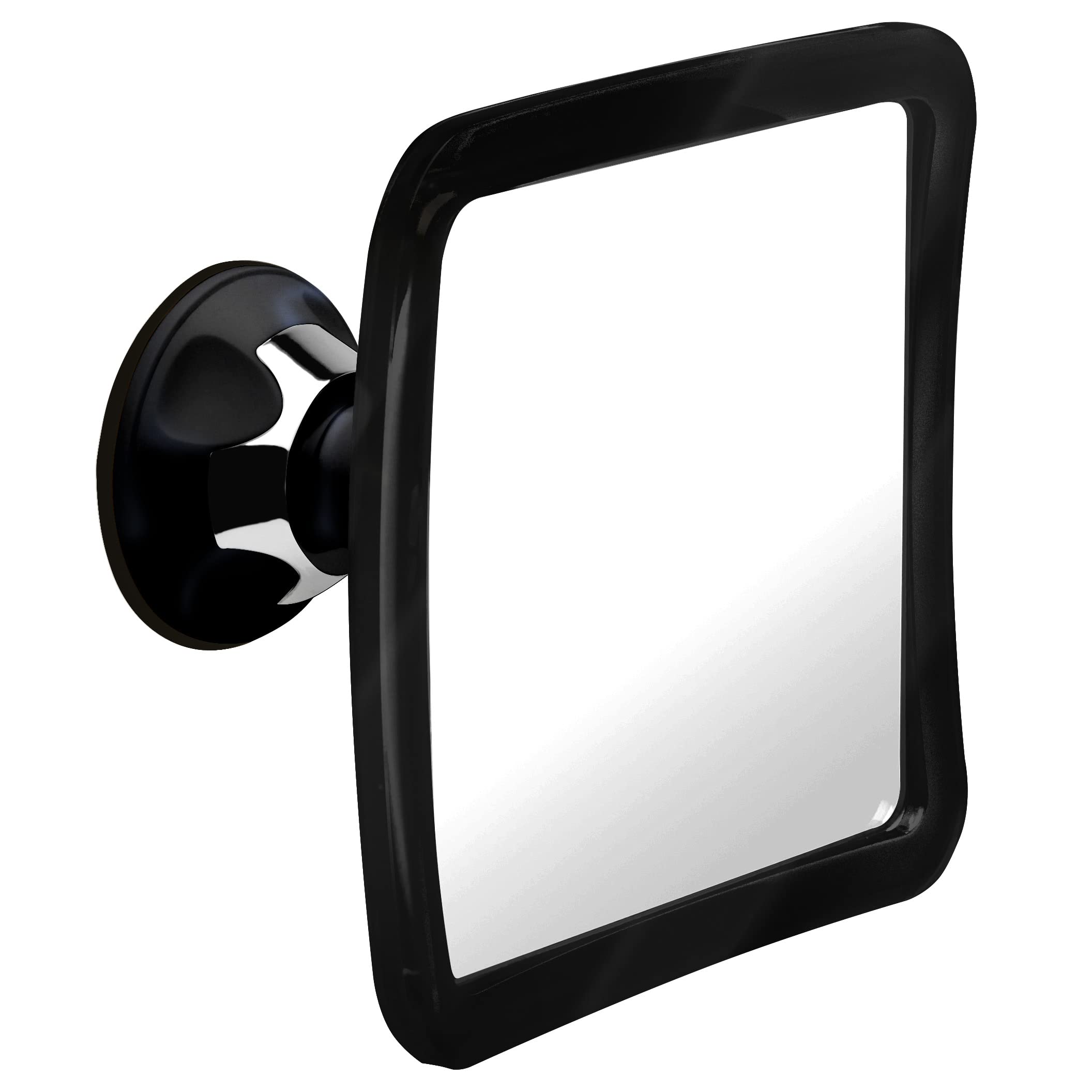 MIRRORVANA Fogless Shower Mirror for Shaving with Upgraded Suction, Anti Fog Shatterproof Surface and 360° Swivel, No Magnification, 6.3" x 6.3" (Chrome)