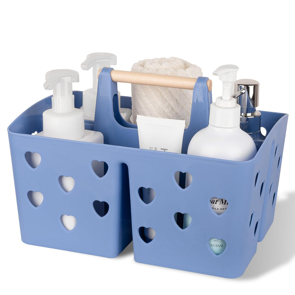 Anyoifax Portable Shower Caddy Plastic Shower Basket Organizer Divided Bathroom Caddy Storage Cleanning Caddy Tote with Handle for College, Dorm Room, Kitchen, Pink