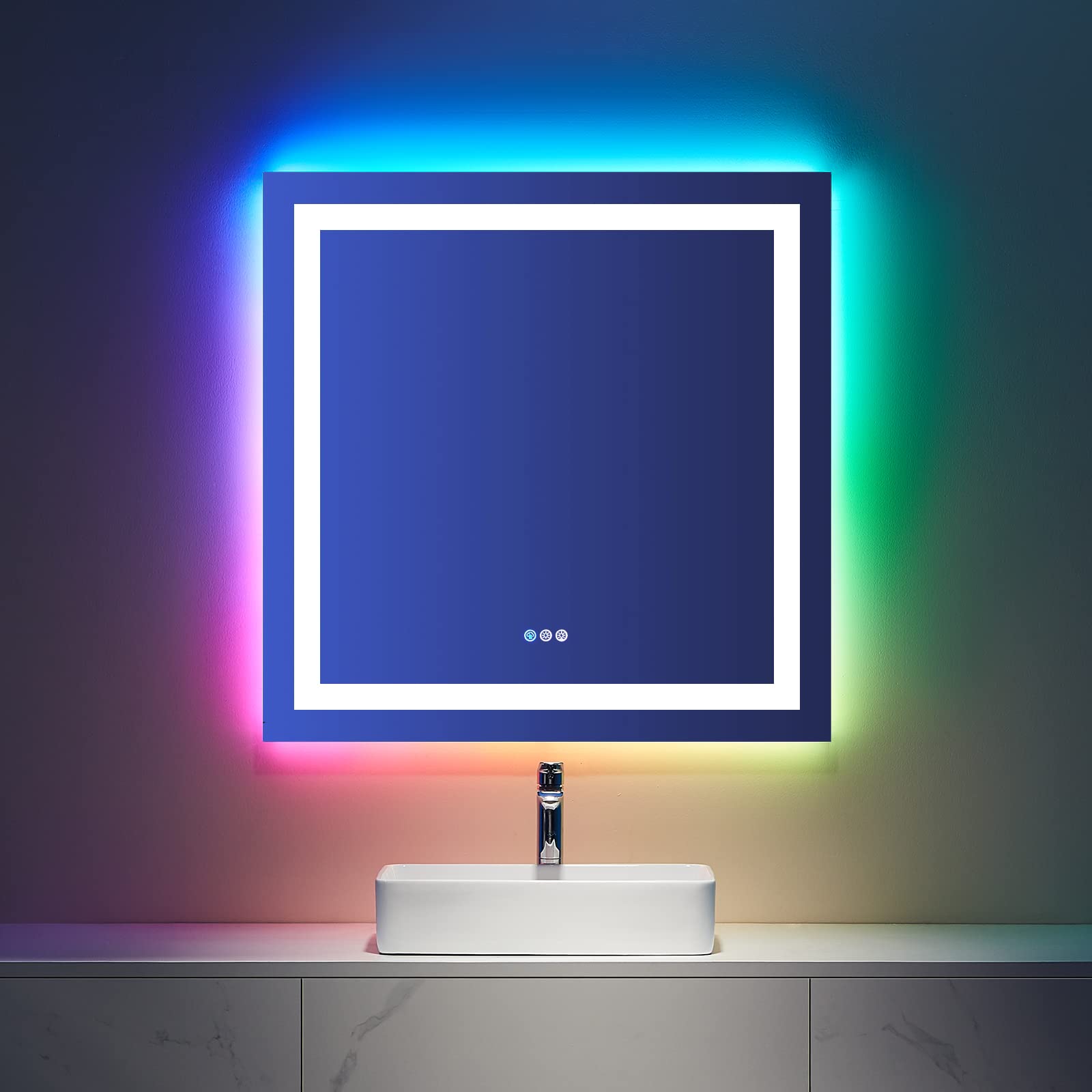24×32 Front & Backlit LED Bathroom Vanity Mirror, Dimmable Anti-Fog Wall Mirror with Memory Shatterproof Tempered Glass ETL Listed