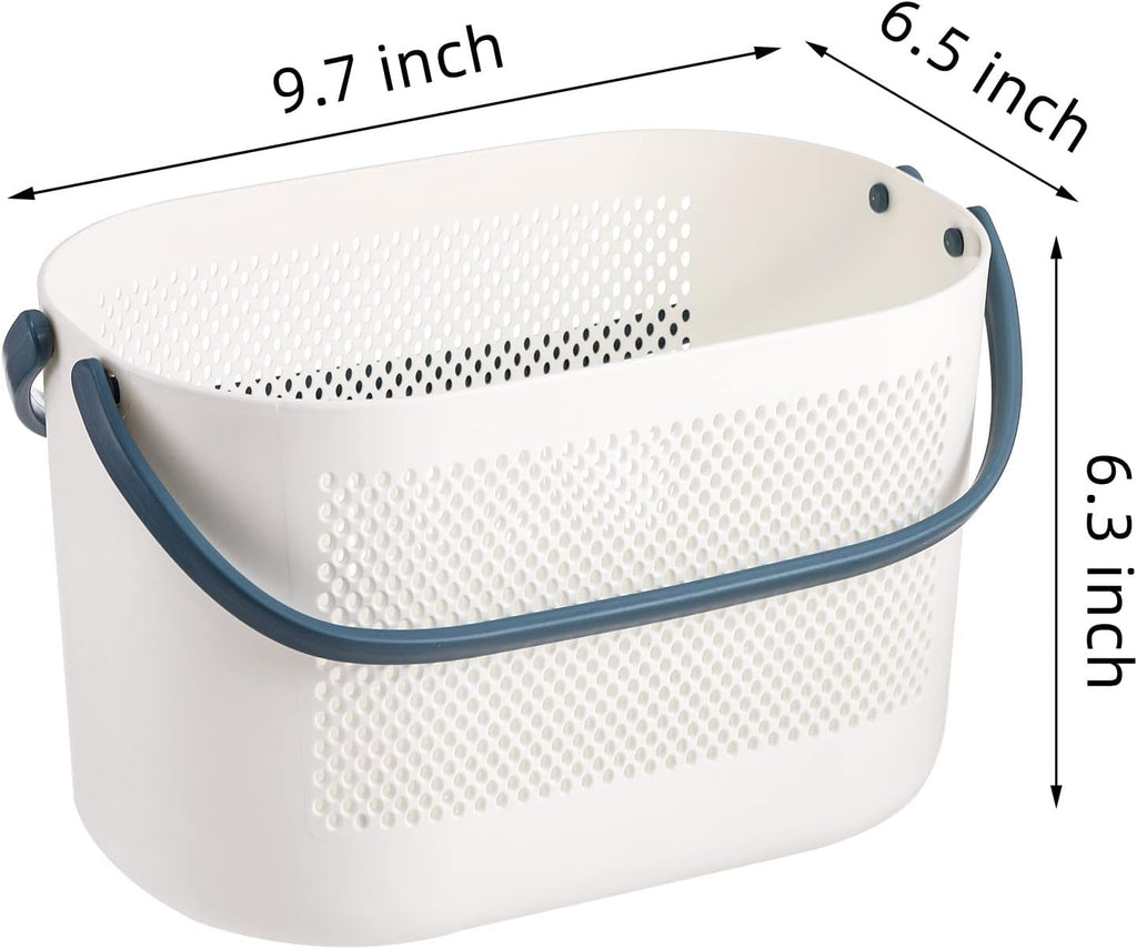AVLA 4 Pack Portable Shower Caddy Basket, Plastic Storage Baskets with Handles, Drainage Toiletry Organizer Bin, Dorm Shower Tote Bag for Bathroom, Kitchen, Closet, Bedroom, College, Gym, Camp