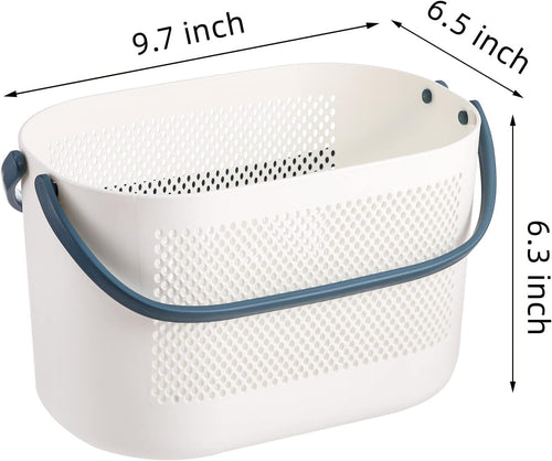 AVLA 4 Pack Portable Shower Caddy Basket, Plastic Storage Baskets with Handles, Drainage Toiletry Organizer Bin, Dorm Shower Tote Bag for Bathroom, Kitchen, Closet, Bedroom, College, Gym, Camp