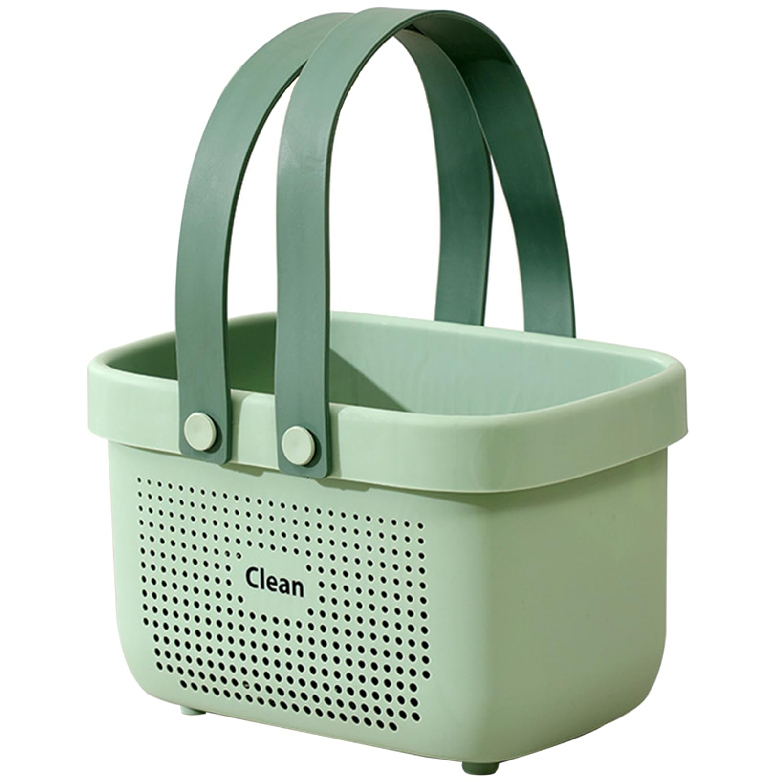 JiatuA Plastic Storage Basket with Handle Portable Shower Caddy Tote Organizer Basket Bin for Bathroom Kitchen Dorm Room Bedroom, Green