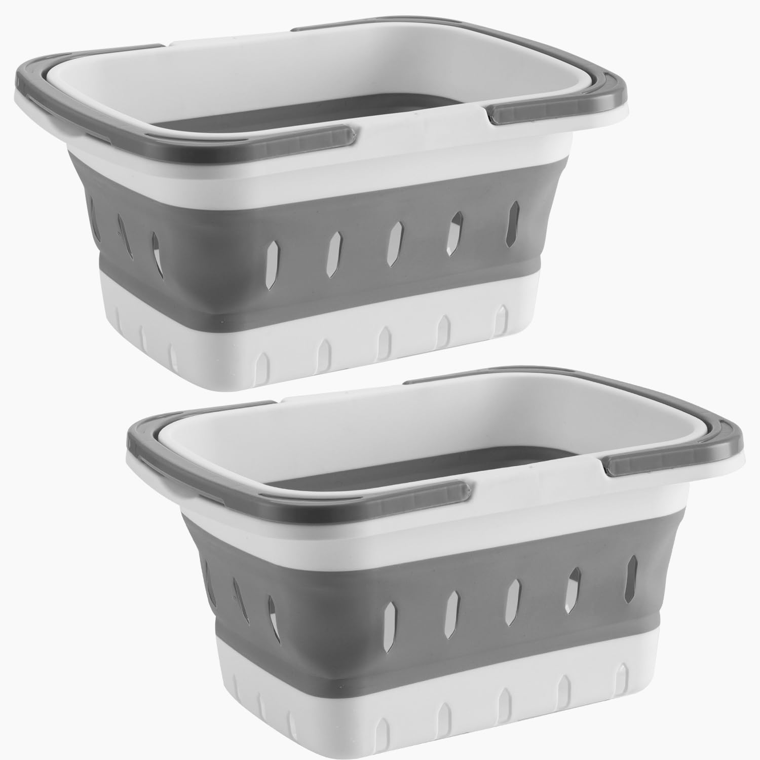 Portable Shower Caddy Tote, Plastic Storage Collapsible Caddy Basket with Handles, Box Organizer Bin for Bathroom, Kitchen, College Dorm,Gym (Grey 1 pack)
