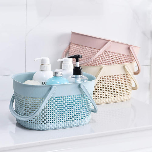 Blue Portable Plastic Shower Caddy Basket with Handles Multi-Purpose Storage Tote for Dorm Gym Camp Kitchen Bathroom