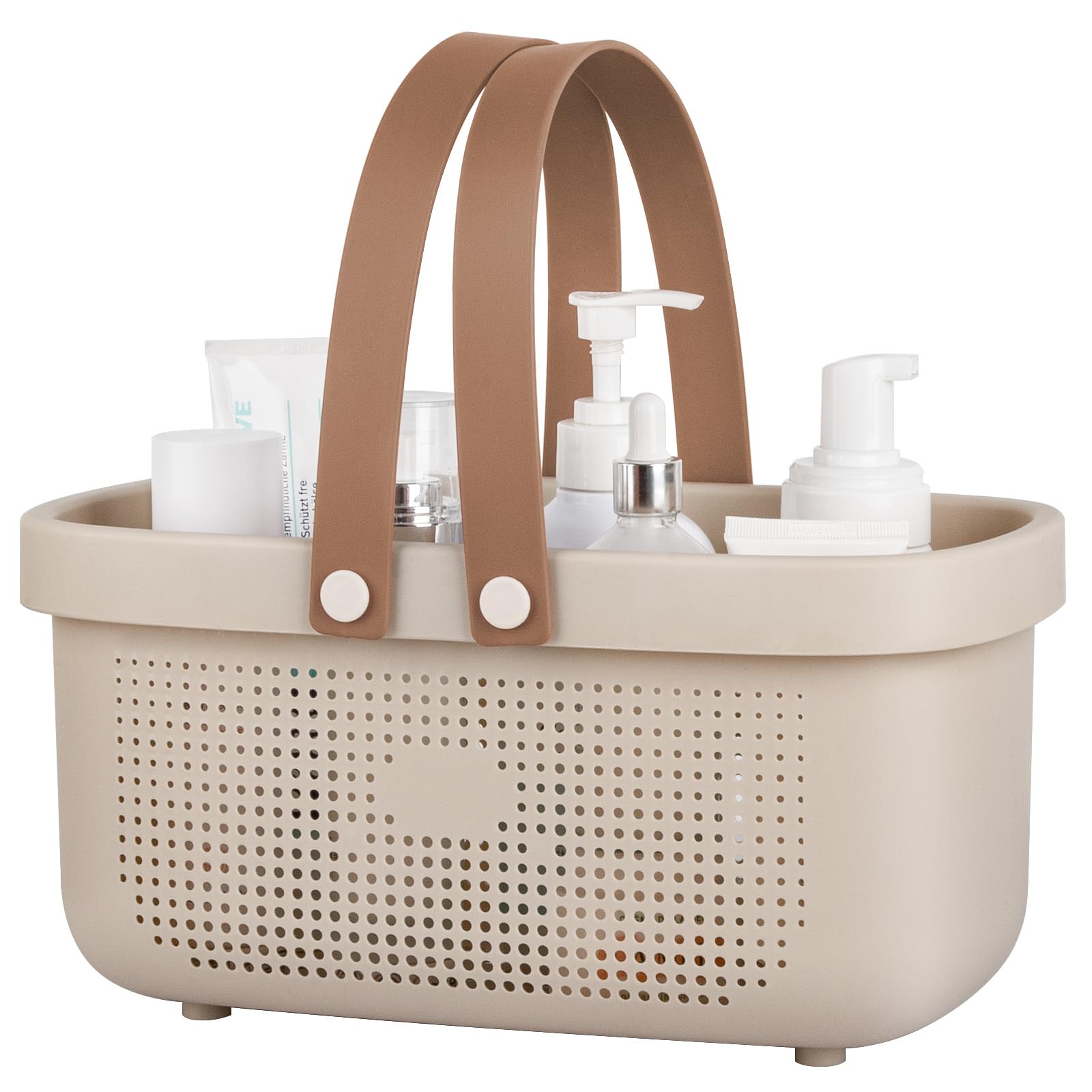 JiatuA Plastic Storage Basket with Handle Portable Shower Caddy Tote Organizer Basket Bin for Bathroom Kitchen Dorm Room Bedroom, Green