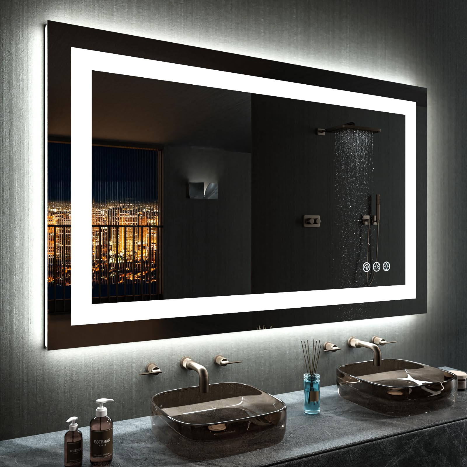 24×32 Front & Backlit LED Bathroom Vanity Mirror, Dimmable Anti-Fog Wall Mirror with Memory Shatterproof Tempered Glass ETL Listed