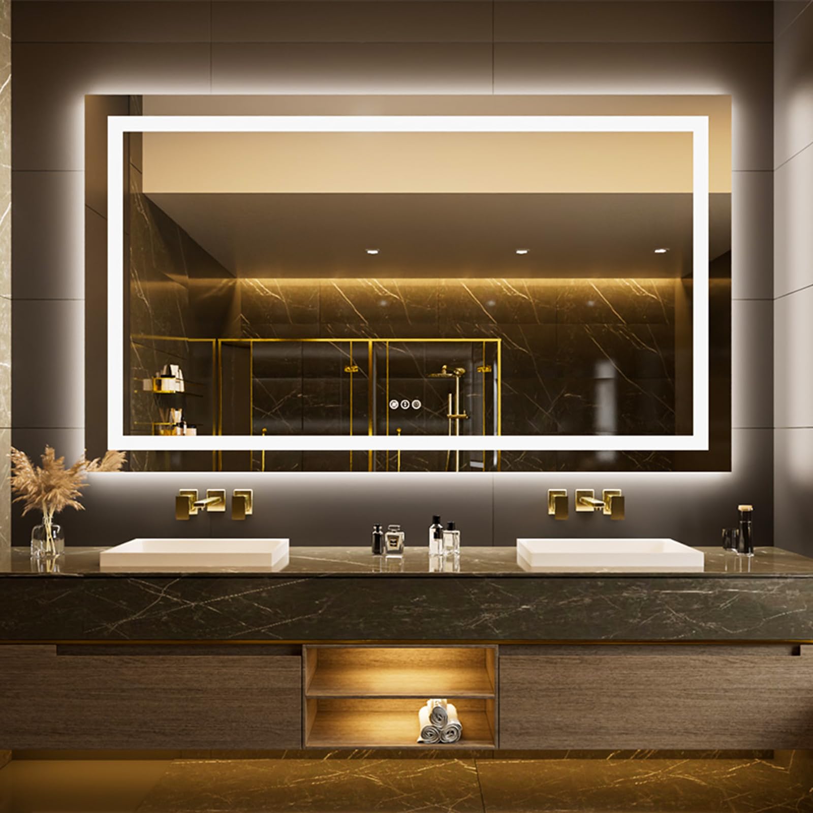 24×32 Front & Backlit LED Bathroom Vanity Mirror, Dimmable Anti-Fog Wall Mirror with Memory Shatterproof Tempered Glass ETL Listed