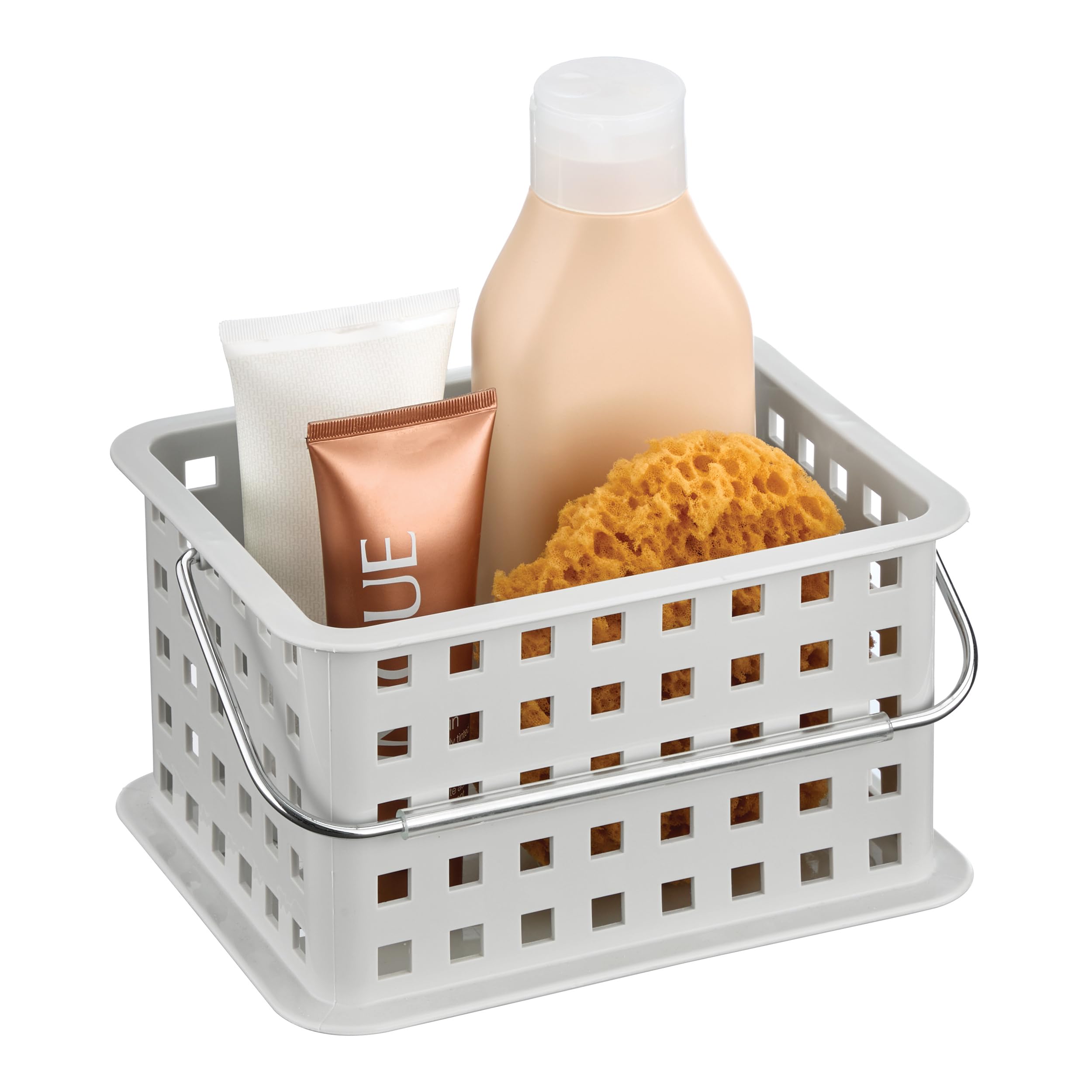 iDesign Portable Shower Caddy Basket with Handle for College Dorm or Bathroom - White - Made in USA