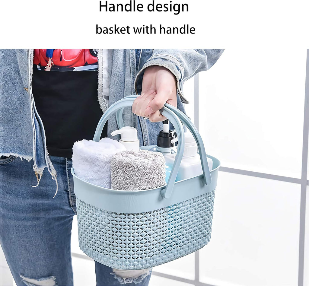 Blue Portable Plastic Shower Caddy Basket with Handles Multi-Purpose Storage Tote for Dorm Gym Camp Kitchen Bathroom