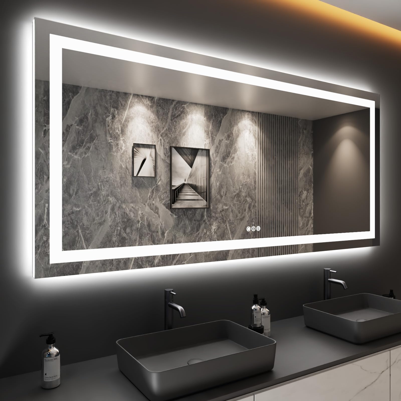 24×32 Front & Backlit LED Bathroom Vanity Mirror, Dimmable Anti-Fog Wall Mirror with Memory Shatterproof Tempered Glass ETL Listed