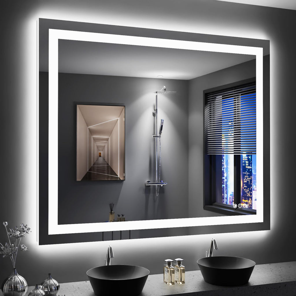 24×32 Front & Backlit LED Bathroom Vanity Mirror, Dimmable Anti-Fog Wall Mirror with Memory Shatterproof Tempered Glass ETL Listed