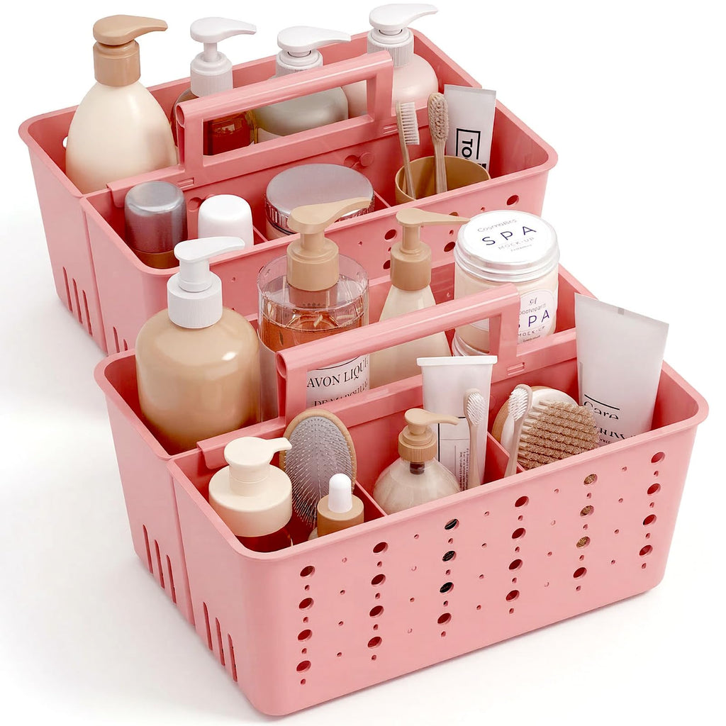Lifewit Shower Caddy Portable, Caddy Organizer with Handle and Adjustable Dividers, Plastic Shower Basket for Dorm Room Essentials, College, Bathroom, White, 1 Pack