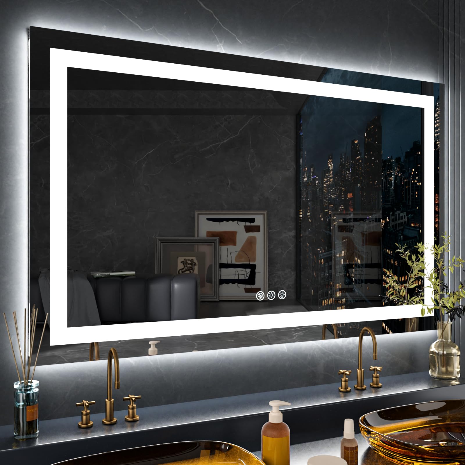24×32 Front & Backlit LED Bathroom Vanity Mirror, Dimmable Anti-Fog Wall Mirror with Memory Shatterproof Tempered Glass ETL Listed