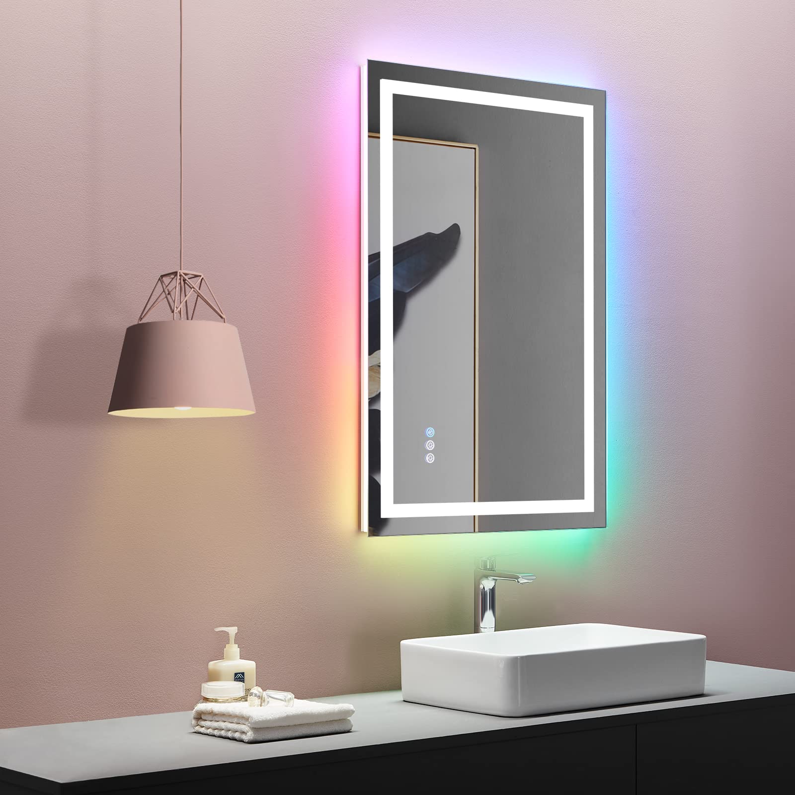 24×32 Front & Backlit LED Bathroom Vanity Mirror, Dimmable Anti-Fog Wall Mirror with Memory Shatterproof Tempered Glass ETL Listed