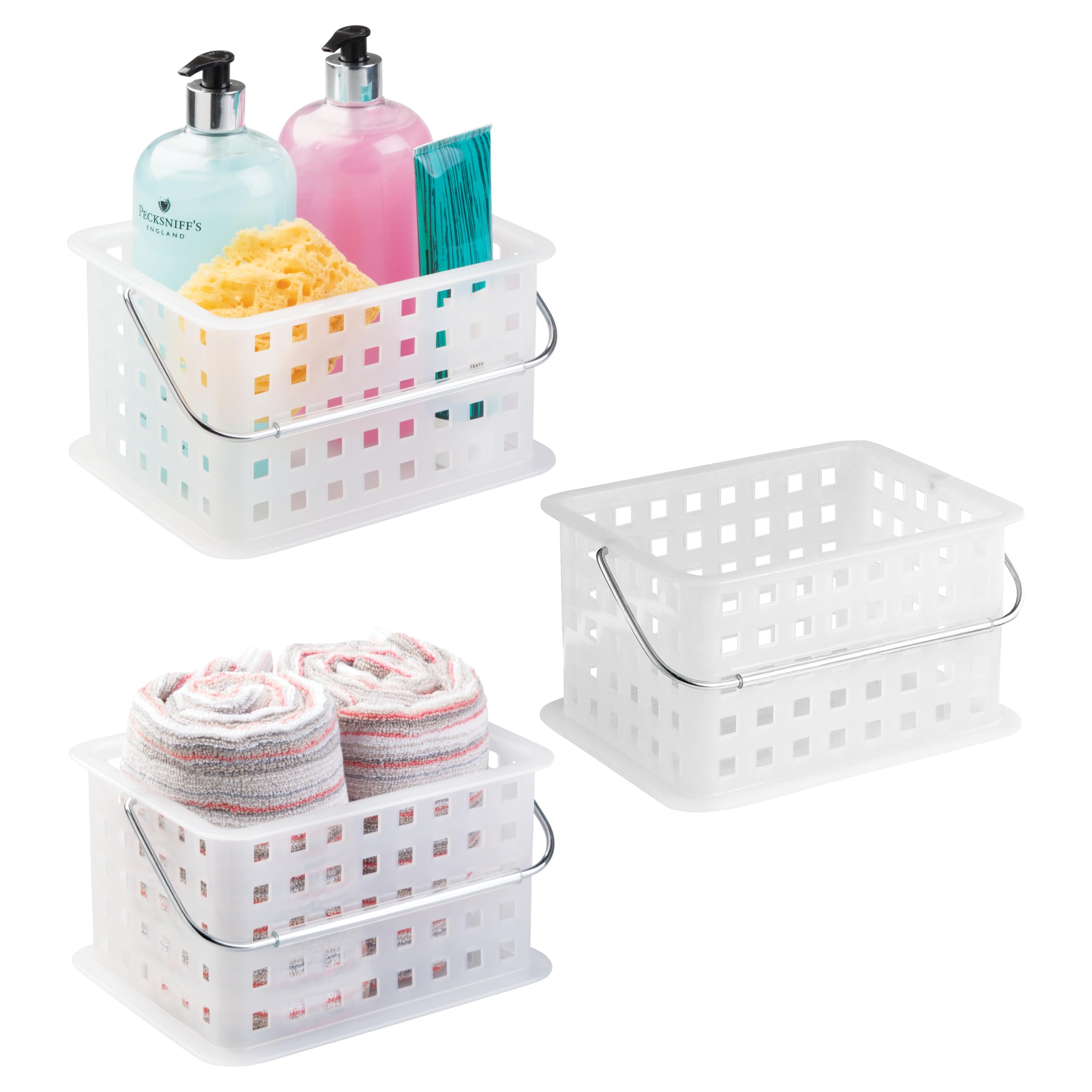 iDesign Portable Shower Caddy Basket with Handle for College Dorm or Bathroom - White - Made in USA