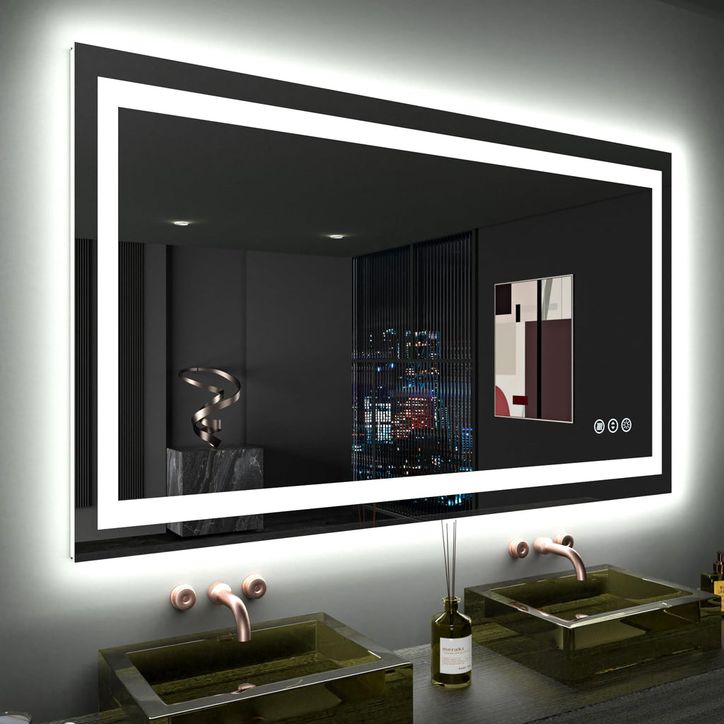 24×32 Front & Backlit LED Bathroom Vanity Mirror, Dimmable Anti-Fog Wall Mirror with Memory Shatterproof Tempered Glass ETL Listed