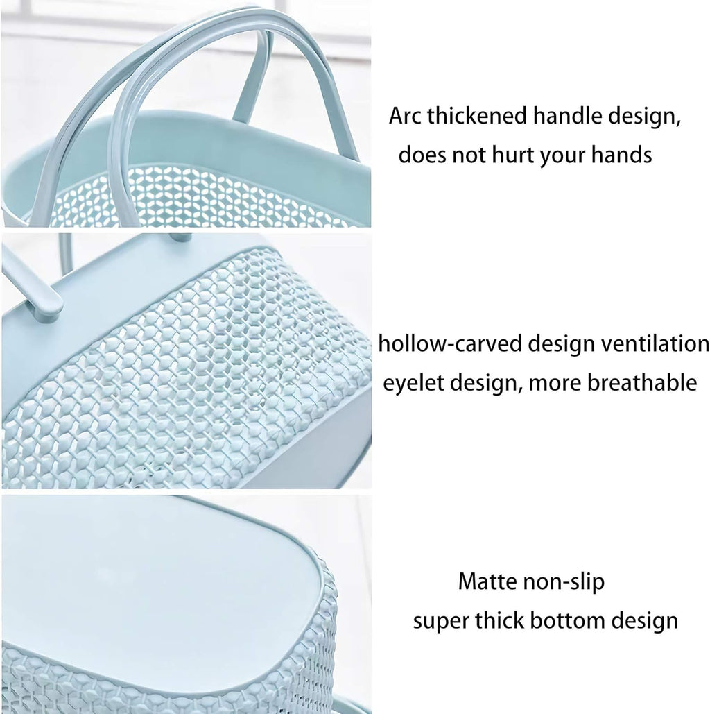 Blue Portable Plastic Shower Caddy Basket with Handles Multi-Purpose Storage Tote for Dorm Gym Camp Kitchen Bathroom