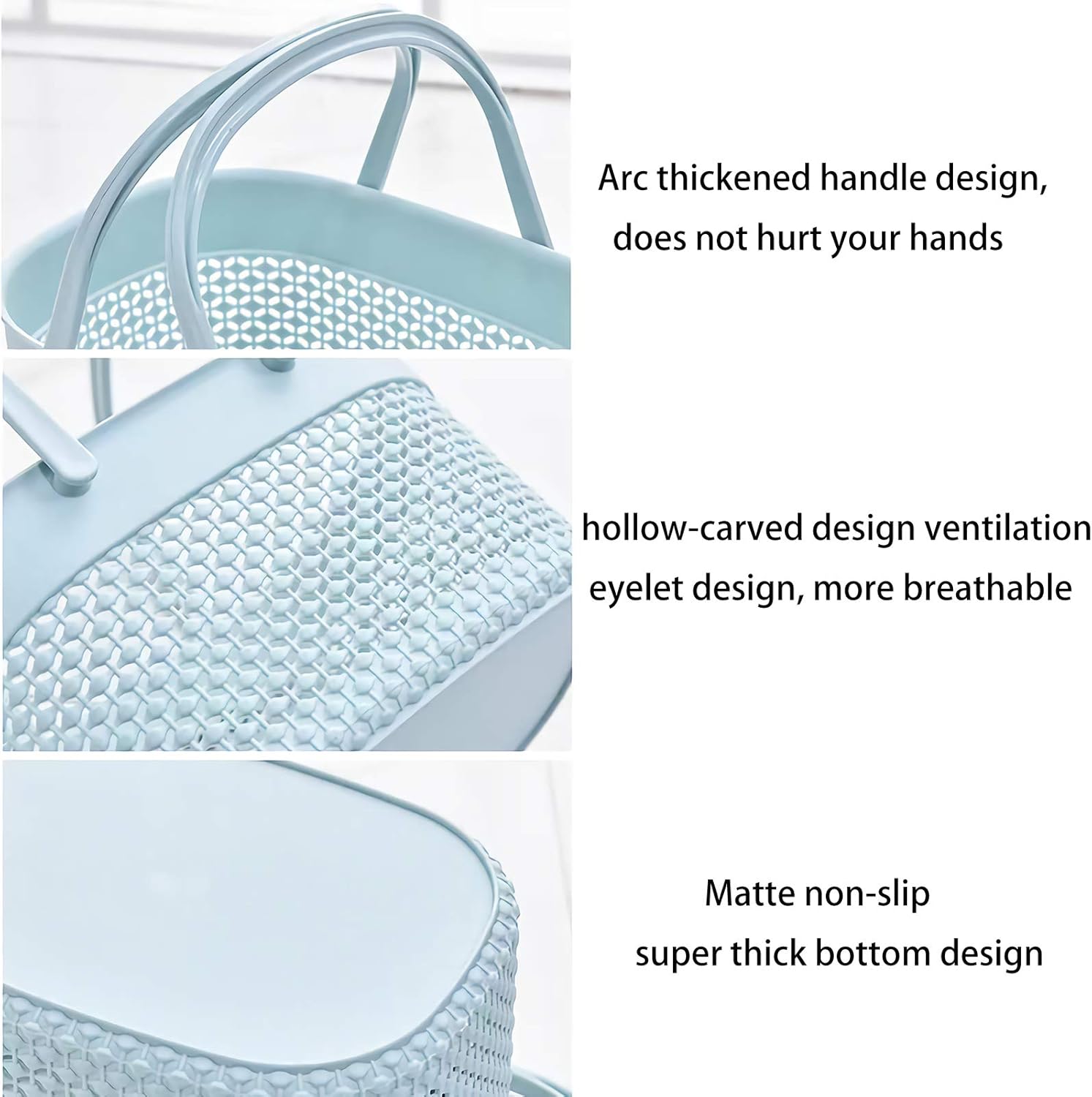 Blue Portable Plastic Shower Caddy Basket with Handles Multi-Purpose Storage Tote for Dorm Gym Camp Kitchen Bathroom