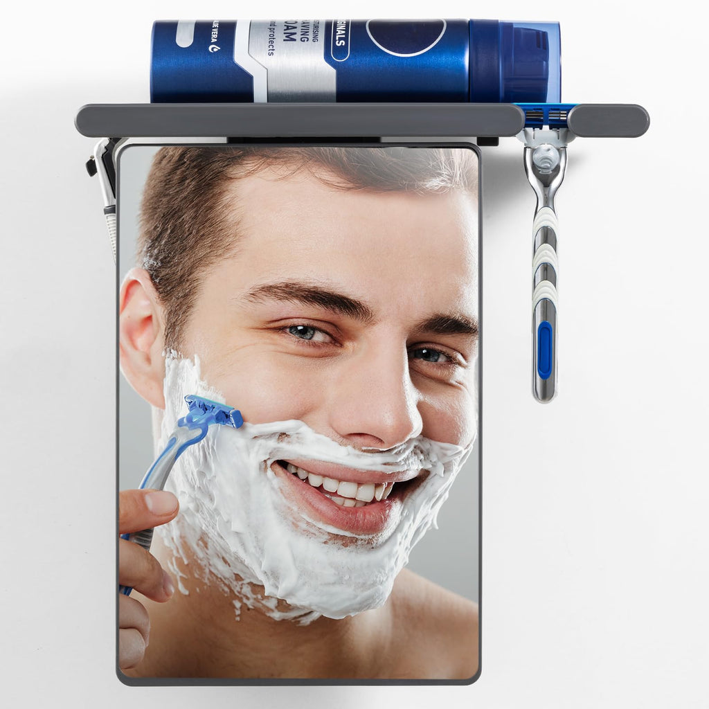 TAILI Shower Mirror Fogless for Shaving with Razor Holder – Fog Free Suction Mirrors, Removable & Shatterproof Anti-Fog Shower Mirror, Bathroom Shower Accessories for Men & Women, Black