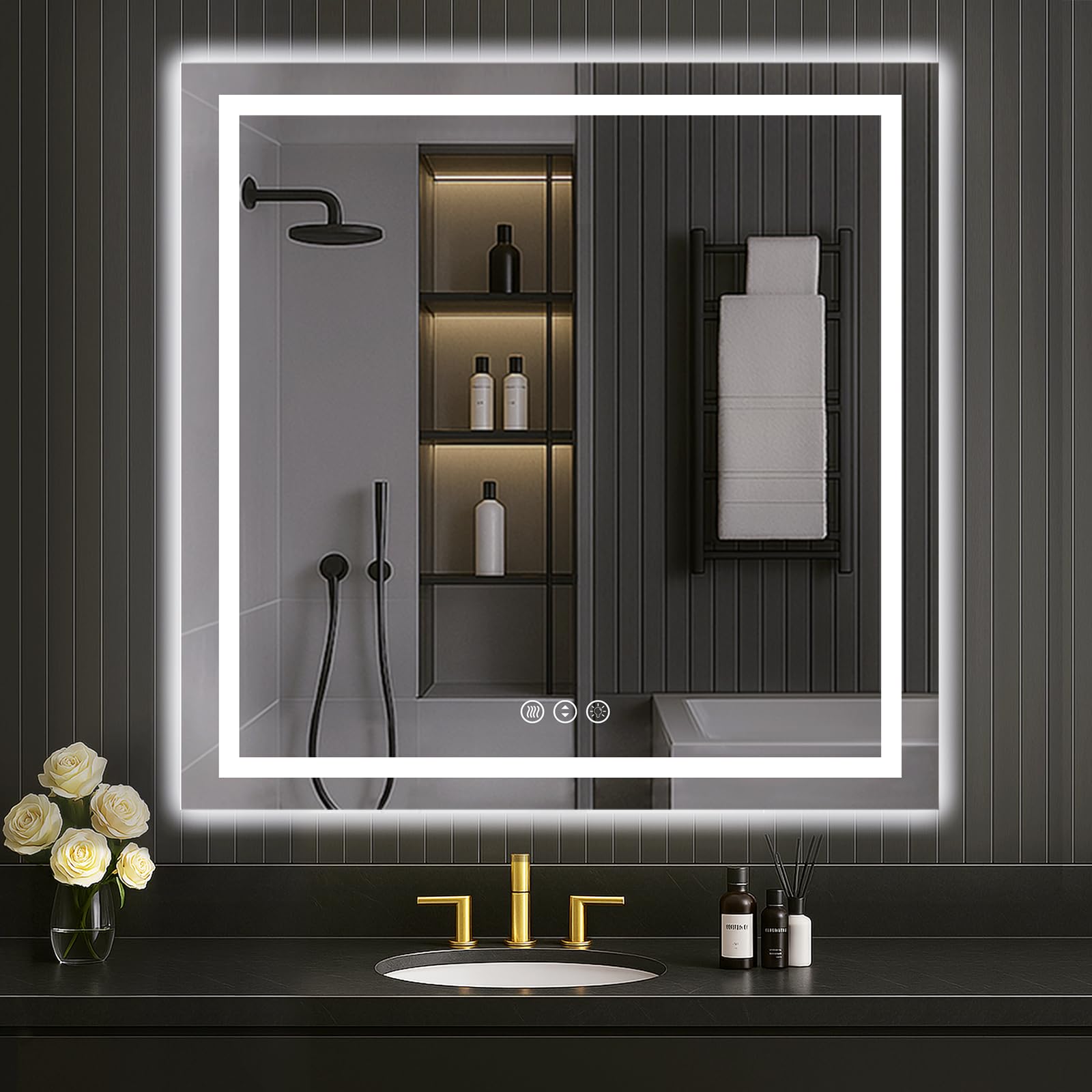 24×32 Front & Backlit LED Bathroom Vanity Mirror, Dimmable Anti-Fog Wall Mirror with Memory Shatterproof Tempered Glass ETL Listed