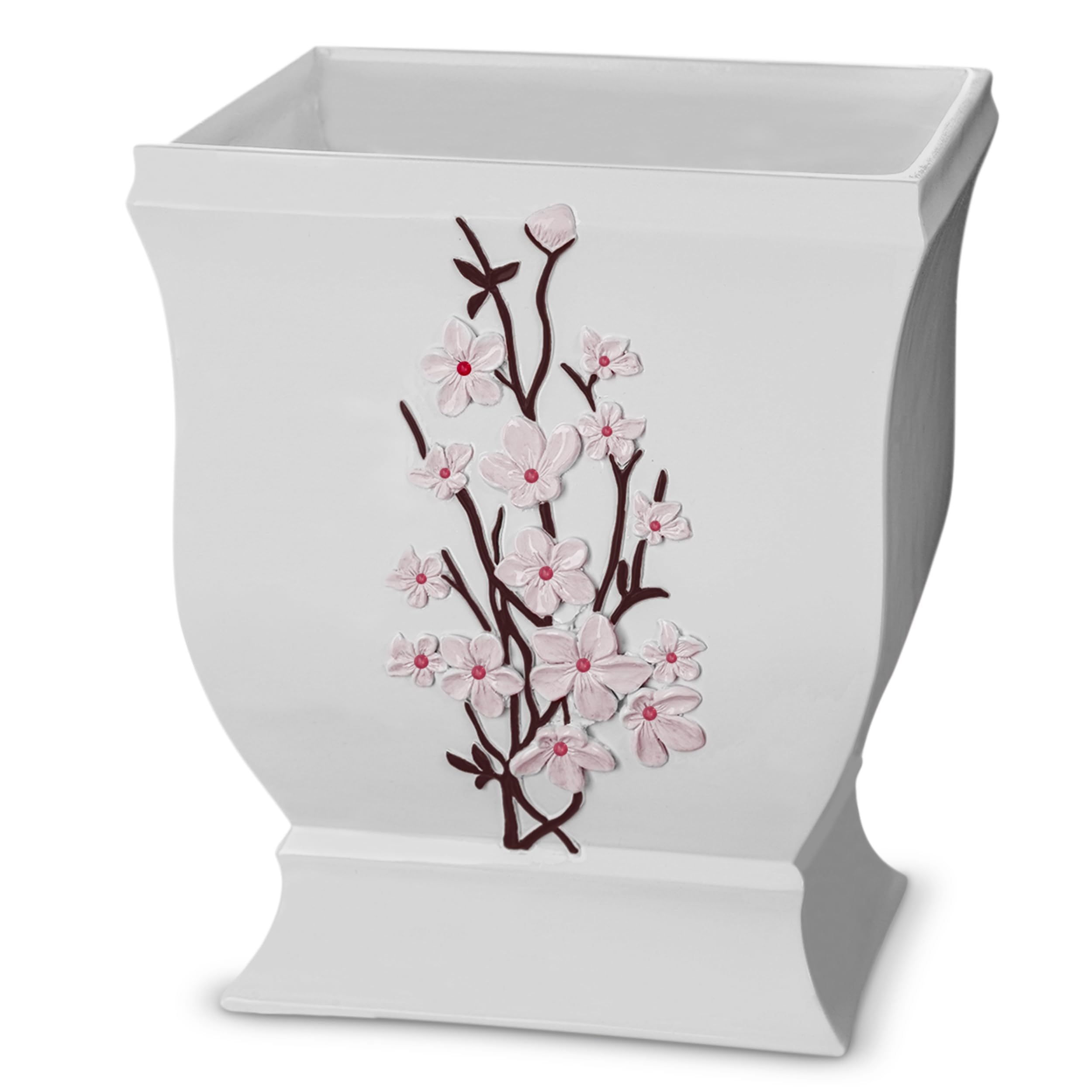 Creative Scents Vanda Bathroom Set - Cherry Blossom White Bathroom Accessories Set - 4 Piece Floral Bathroom Soap Dispenser Set Includes: Lotion Dispenser, Toothbrush Holder, Tumbler & Soap Dish