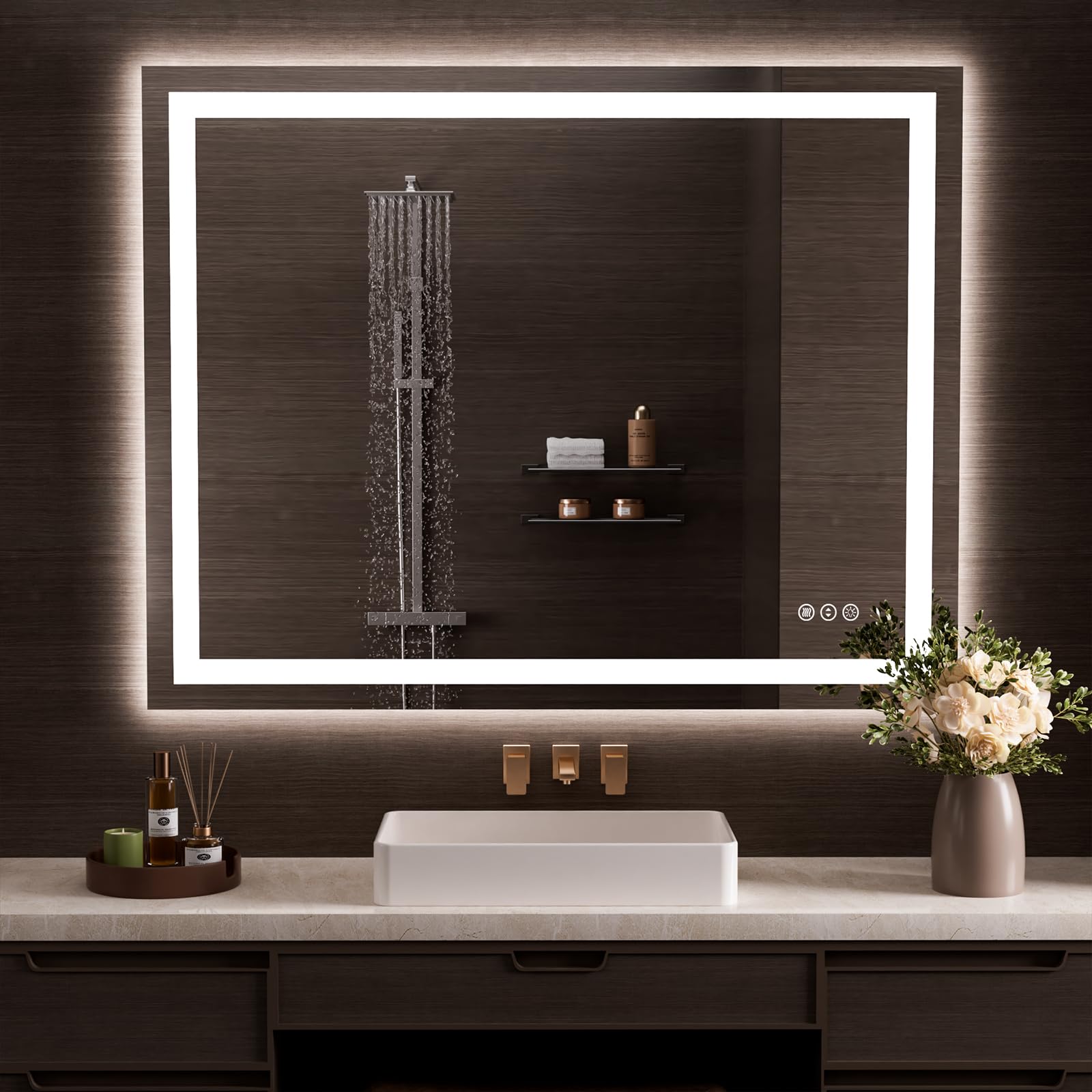 24×32 Front & Backlit LED Bathroom Vanity Mirror, Dimmable Anti-Fog Wall Mirror with Memory Shatterproof Tempered Glass ETL Listed