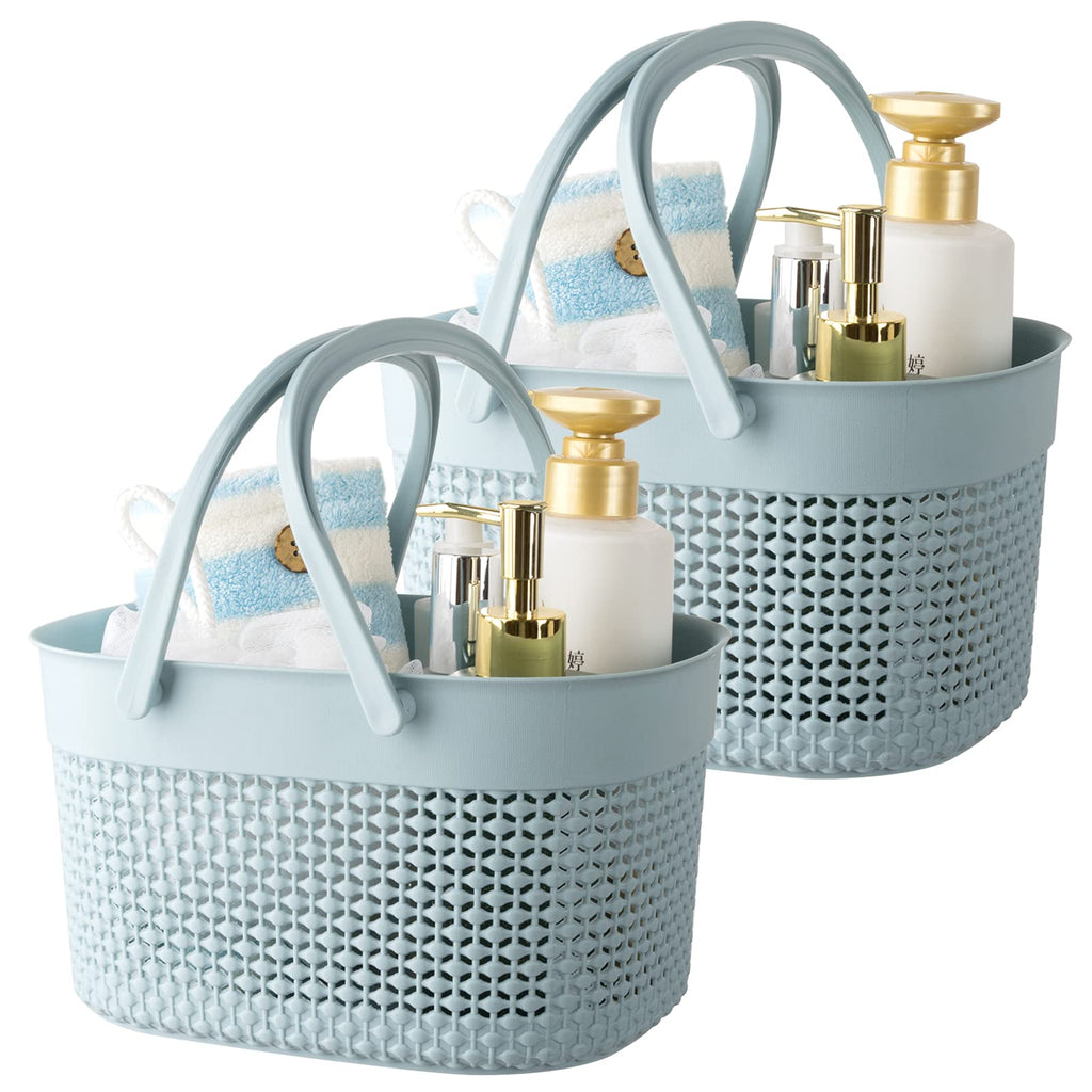 Blue Portable Plastic Shower Caddy Basket with Handles Multi-Purpose Storage Tote for Dorm Gym Camp Kitchen Bathroom