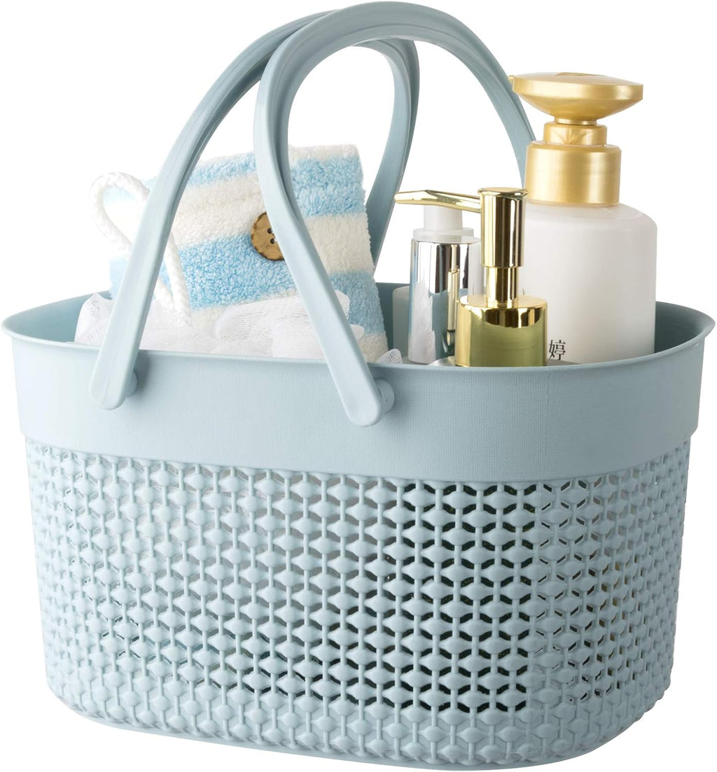 Blue Portable Plastic Shower Caddy Basket with Handles Multi-Purpose Storage Tote for Dorm Gym Camp Kitchen Bathroom