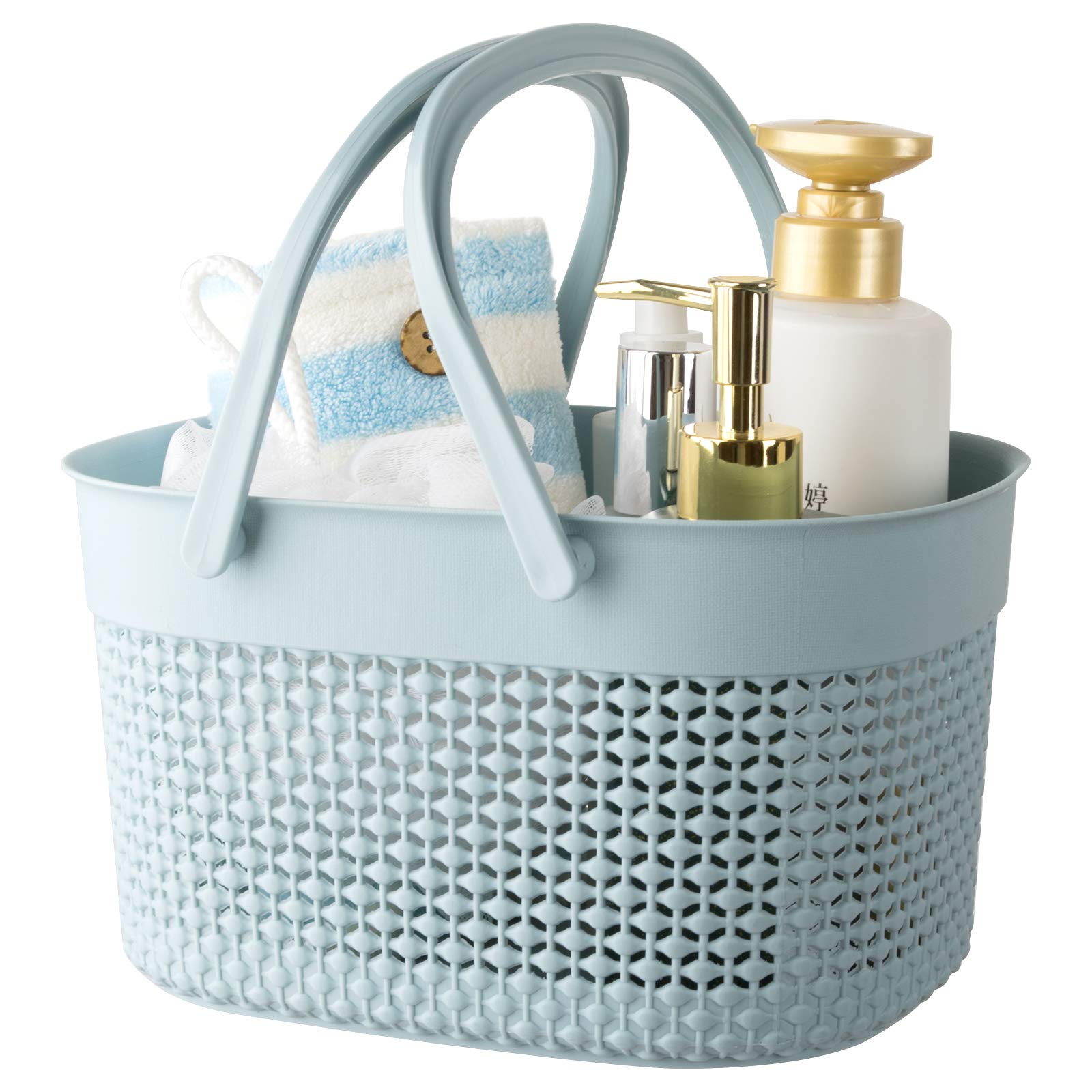 Blue Portable Plastic Shower Caddy Basket with Handles Multi-Purpose Storage Tote for Dorm Gym Camp Kitchen Bathroom
