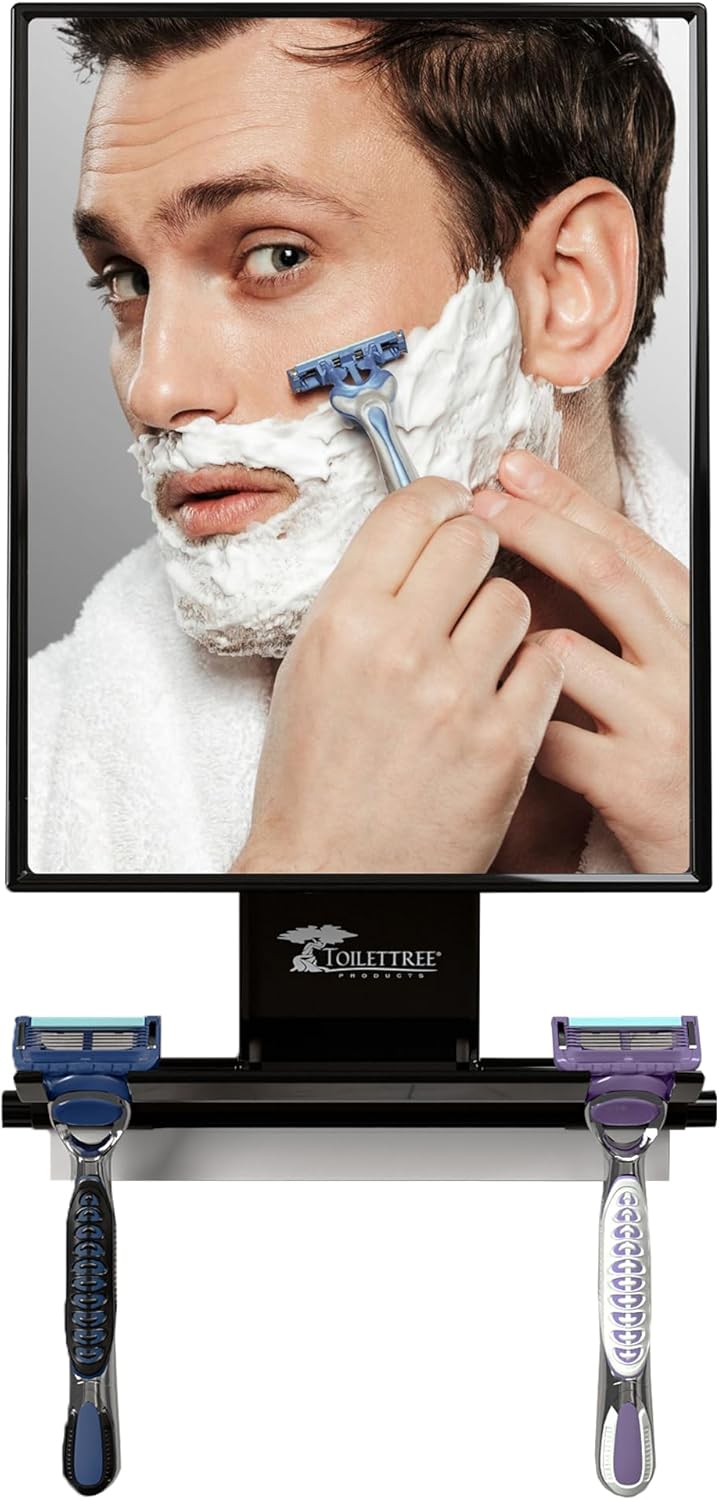 Tall Fogless Rustproof Shower Shaving Mirror Adjustable with Squeegee Impact Resistant Bathroom Accessory