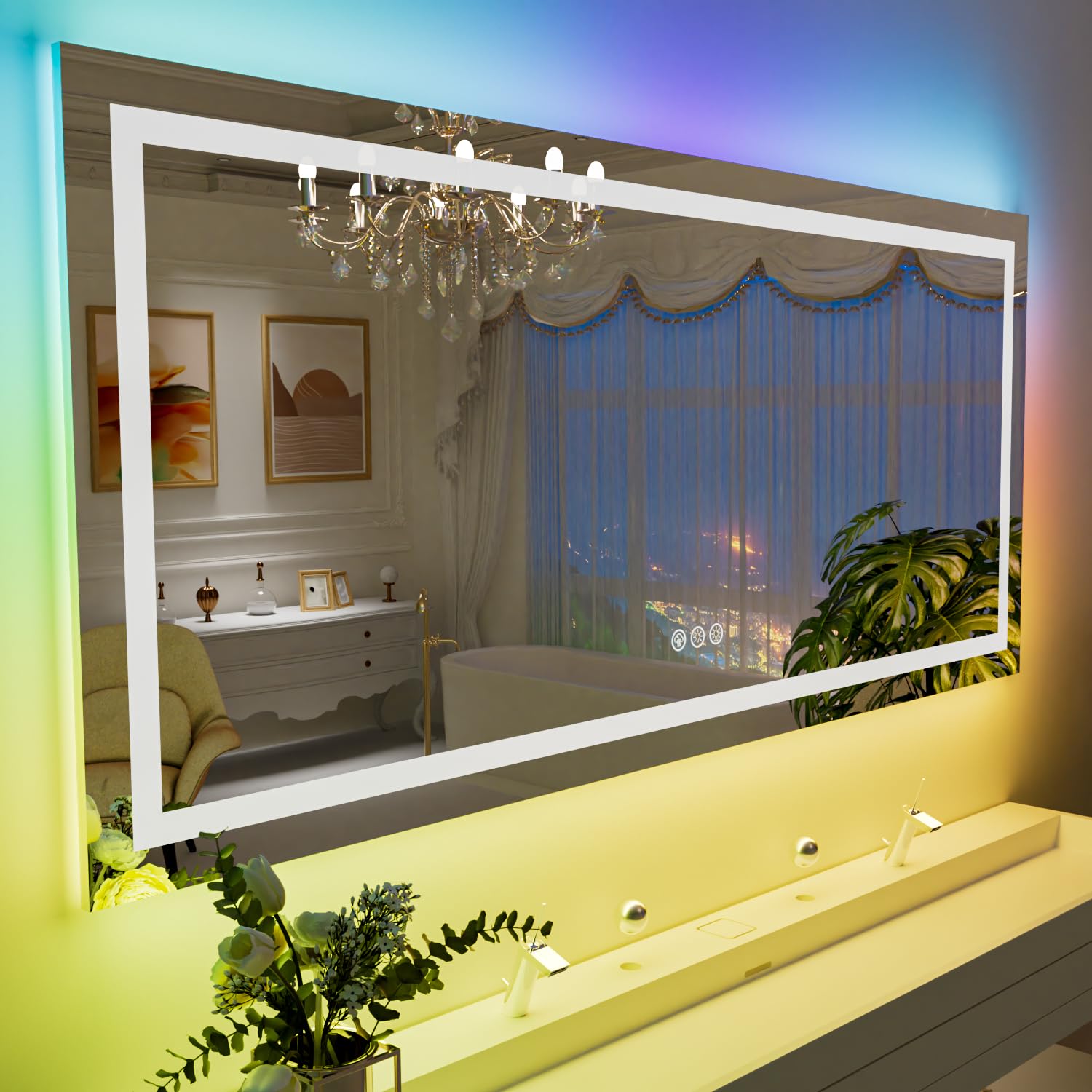 24×32 Front & Backlit LED Bathroom Vanity Mirror, Dimmable Anti-Fog Wall Mirror with Memory Shatterproof Tempered Glass ETL Listed