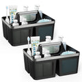 BYUNER Black Shower Caddy Portable: Plastic Bathroom Caddy Organizer with Handle and Holes, Cleaning Caddy, Hard Shower Basket Storage Tote for Toiletry, College Dorm Room Essentials for Men
