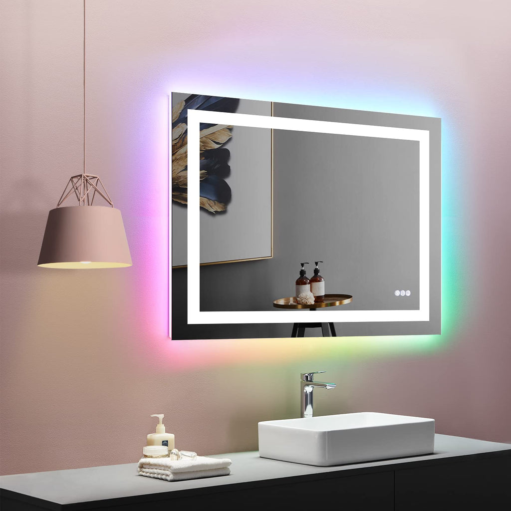 24×32 Front & Backlit LED Bathroom Vanity Mirror, Dimmable Anti-Fog Wall Mirror with Memory Shatterproof Tempered Glass ETL Listed