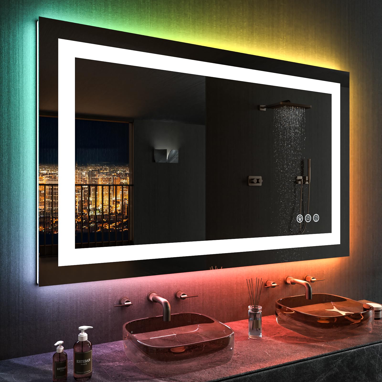 24×32 Front & Backlit LED Bathroom Vanity Mirror, Dimmable Anti-Fog Wall Mirror with Memory Shatterproof Tempered Glass ETL Listed
