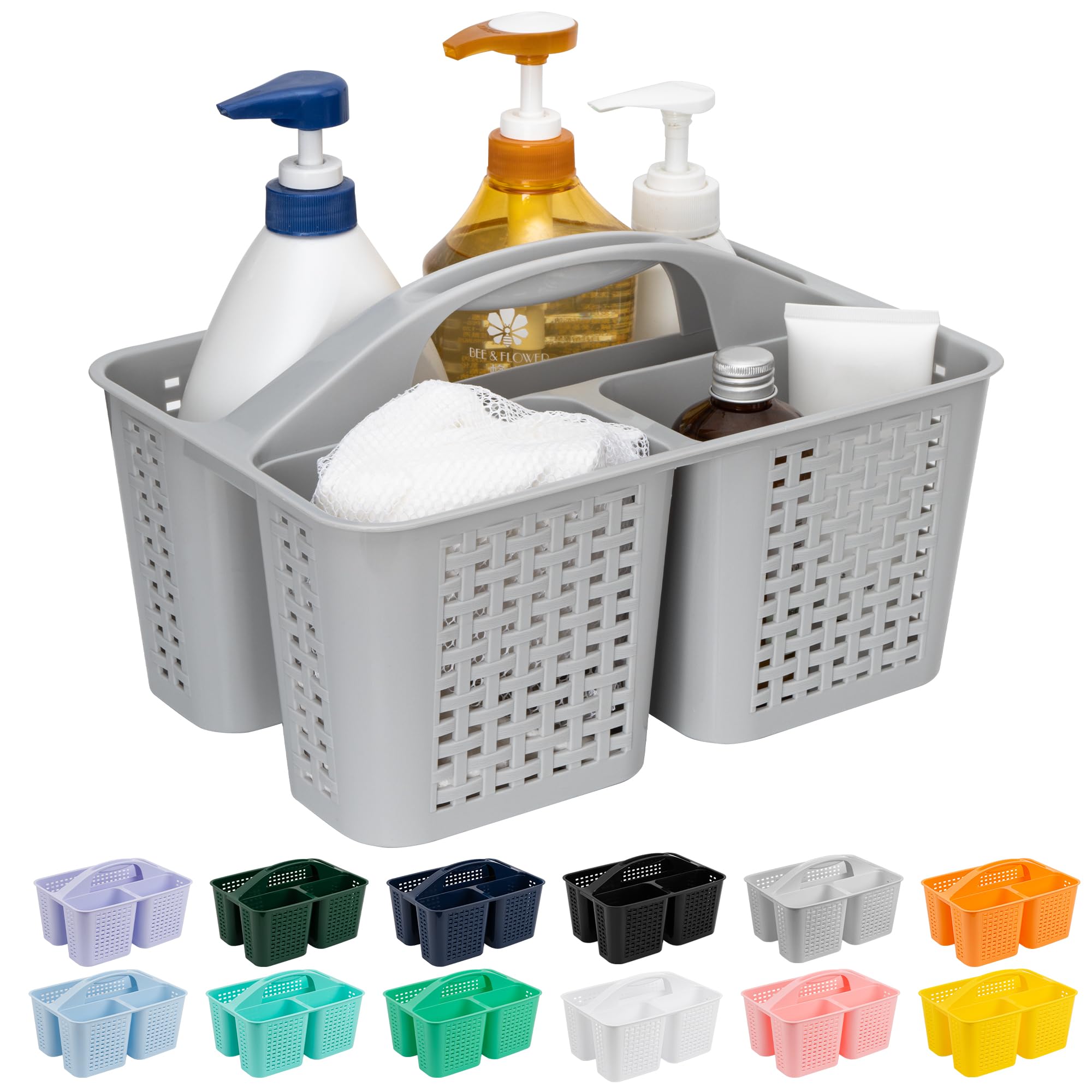 Tiawudi Portable Shower Caddy, Caddy Organizer with Handle, Plastic Shower Basket Hold Soap, Shampoo, Hair Supplies and Beauty Products, Cleaning Supplies Organizer for Home, Dorm, Shelf and Cabinet