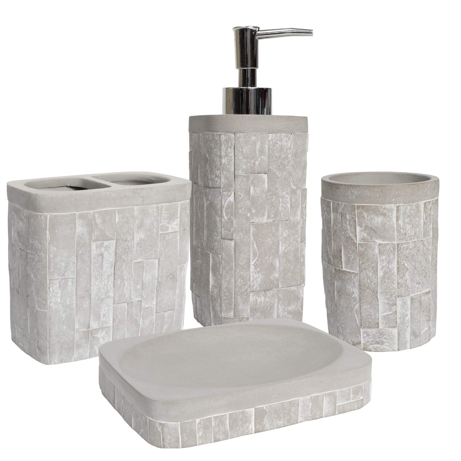 Sweet Home Collection 4-Piece Beach Life Modern Bathroom Accessory Set Bath Shower Tub Decor