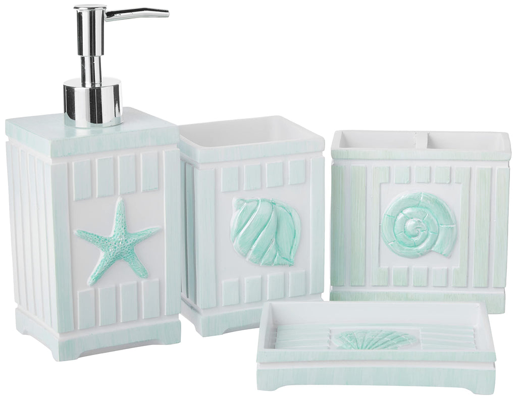 Sweet Home Collection 4-Piece Beach Life Modern Bathroom Accessory Set Bath Shower Tub Decor